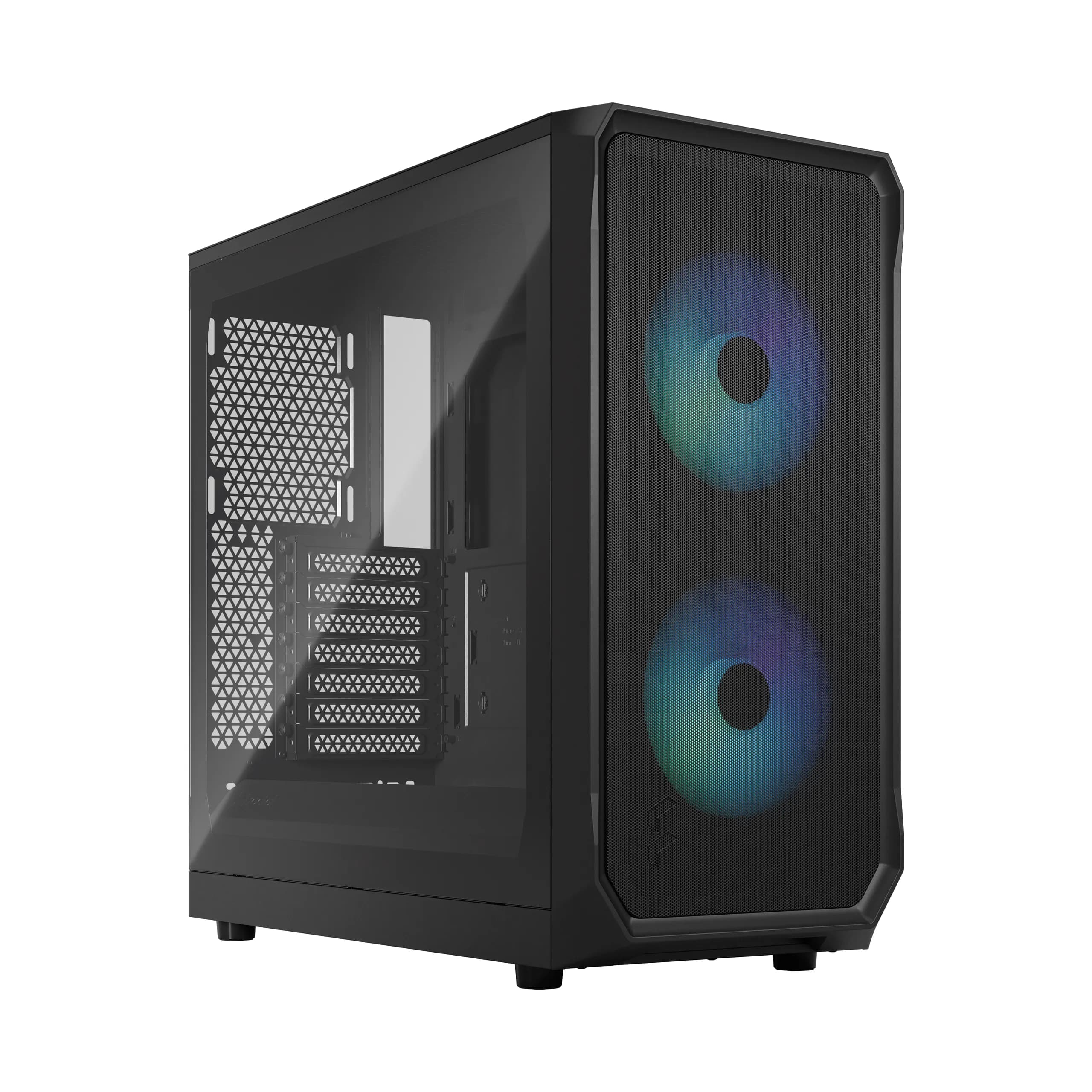 Fractal Design Focus 2 -miditornikotelo RGB-valaistuksella ja läpinäkyvällä ikkunalla, musta