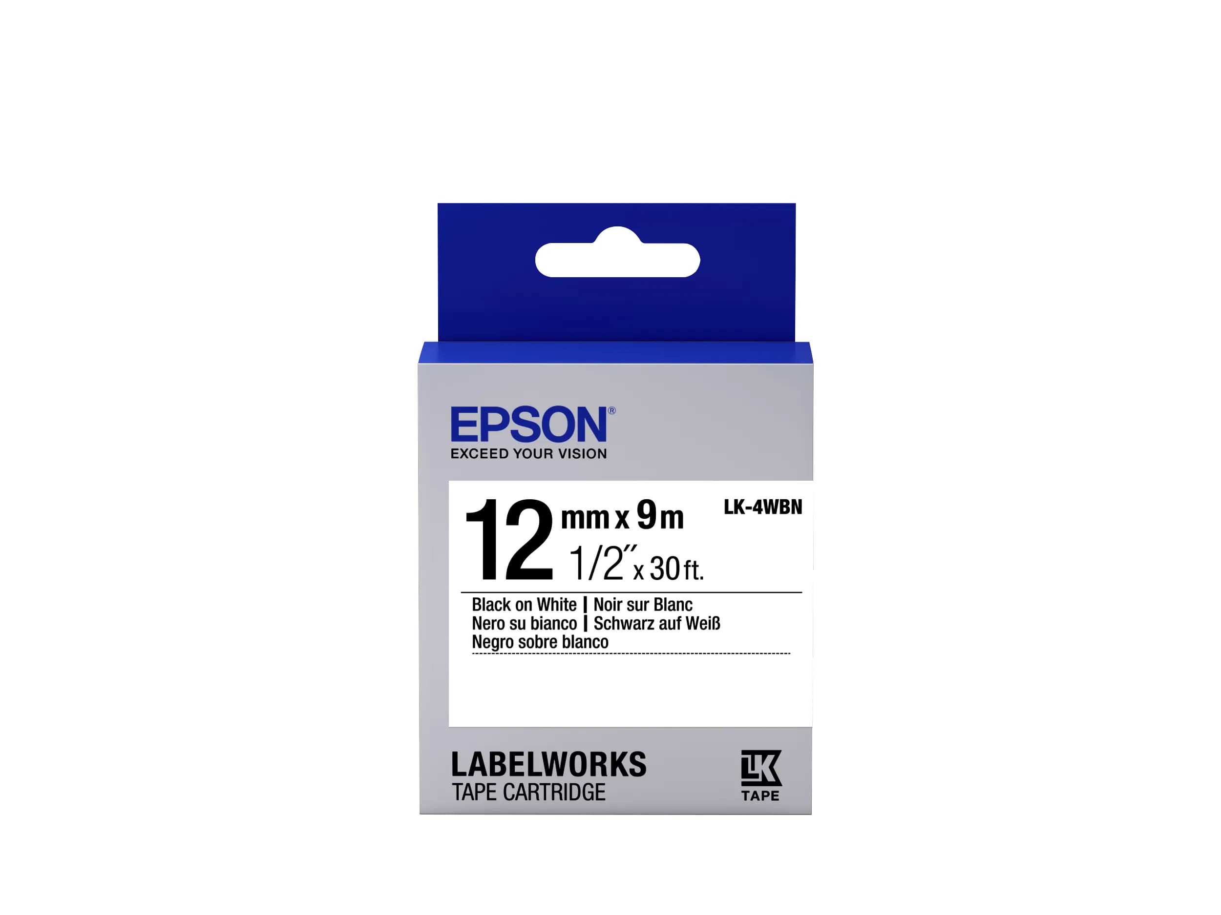 Epson LK-4WBN -nauhakasetti, 9 m, musta valkoisella