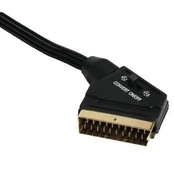 Hama S-Video (4-pin) + 3.5mm – SCART (21-pin) -adapteri, Musta