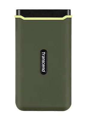 Transcend ESD380C 2 Tt USB 3.2 Gen 2x2 (USB-C) -ulkoinen SSD, iskunkestävä, kannettava, laitteistosalaus, salasanasuojaus, Military green