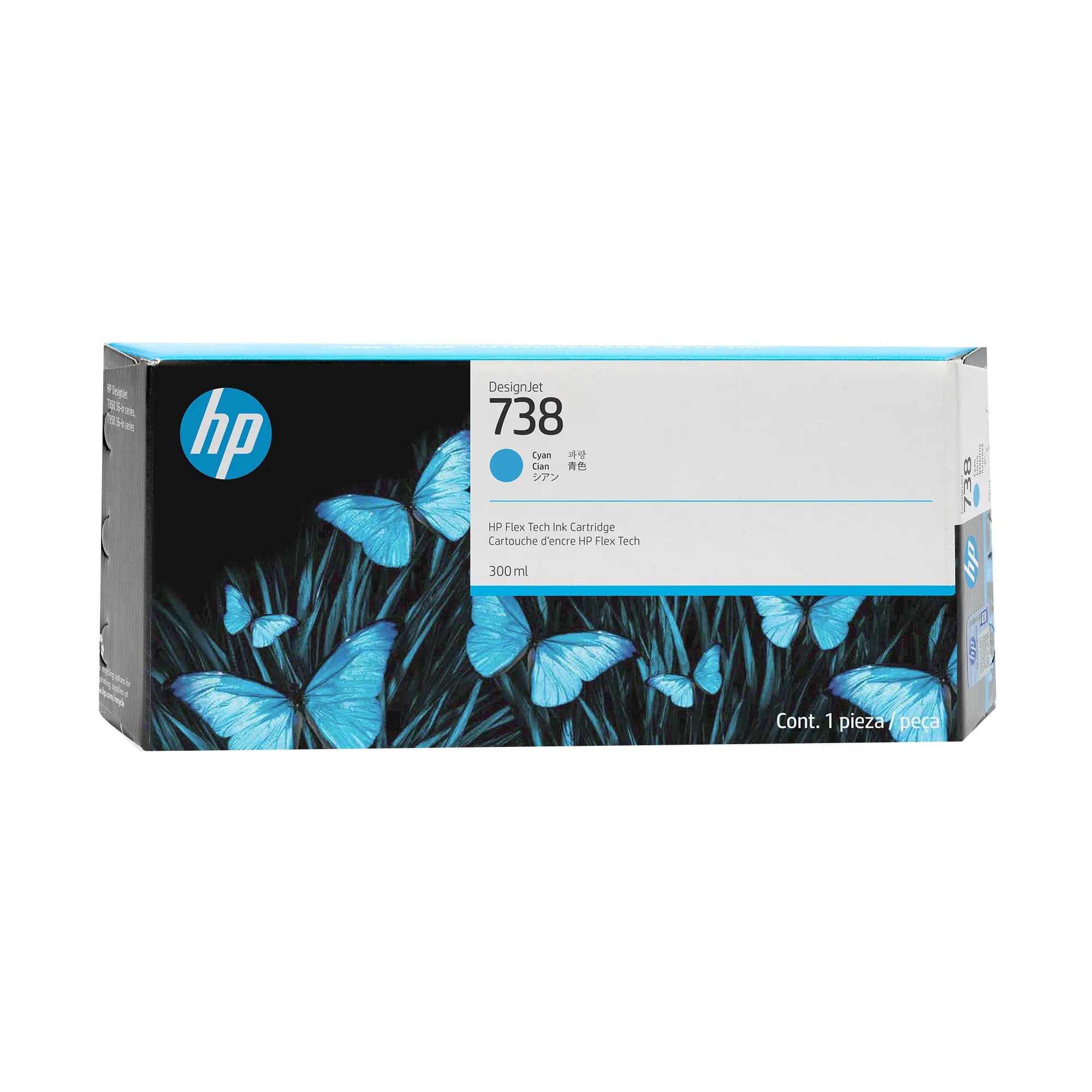 HP 738-mustekasetti, 300 ml, syaani