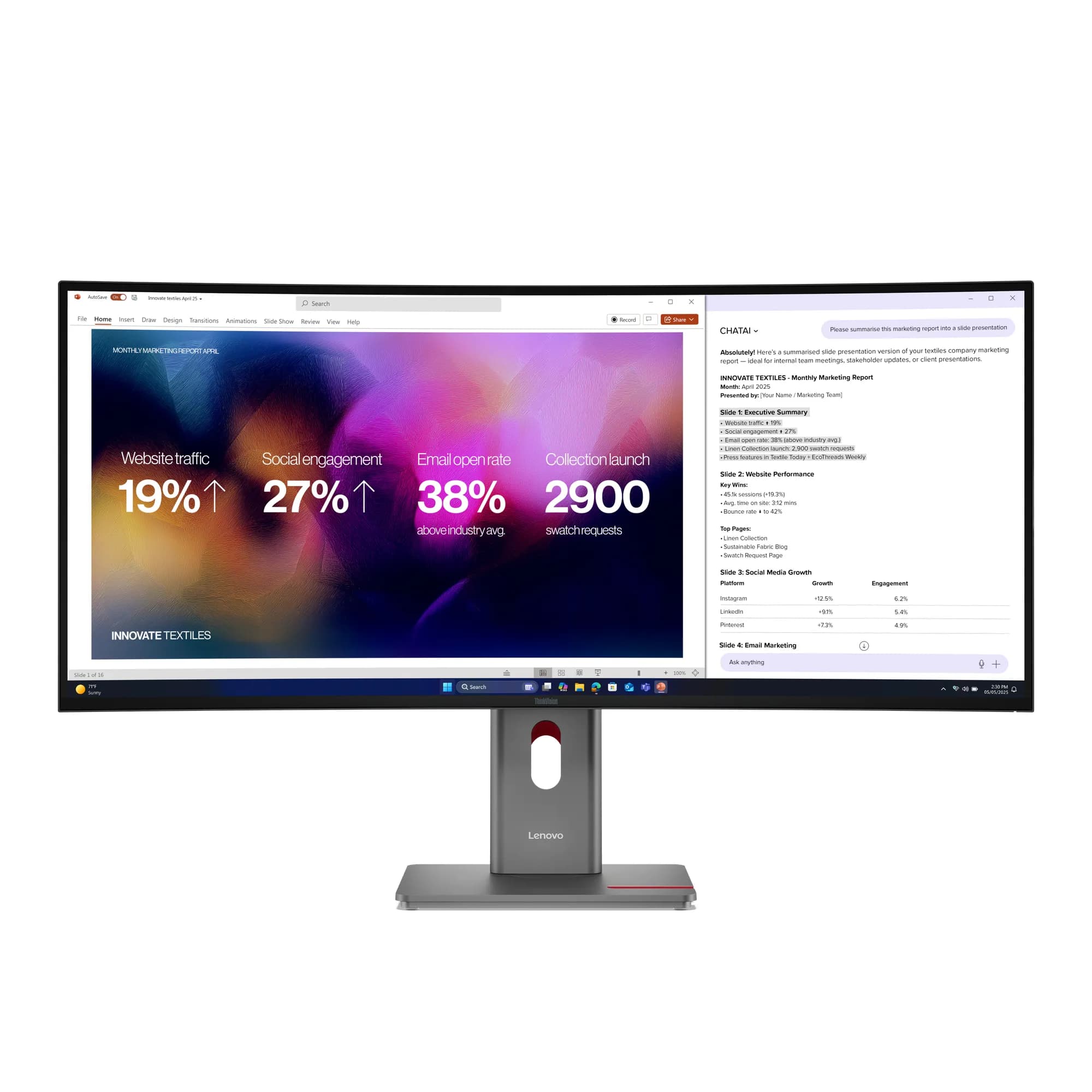 Lenovo ThinkVision P40WD-40 40"" WUHD, IPS, Thunderbolt 4 ja KVM -kaareva näyttö