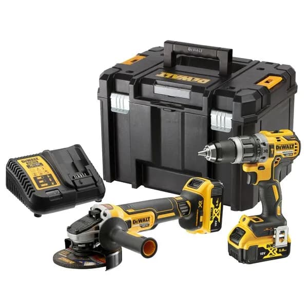 DeWalt cordless hammer + Angle Set DCK2080P2T, 18 Volt, tool set (yellow / black, combo pack, 2x Li-ion battery 5.0 Ah)