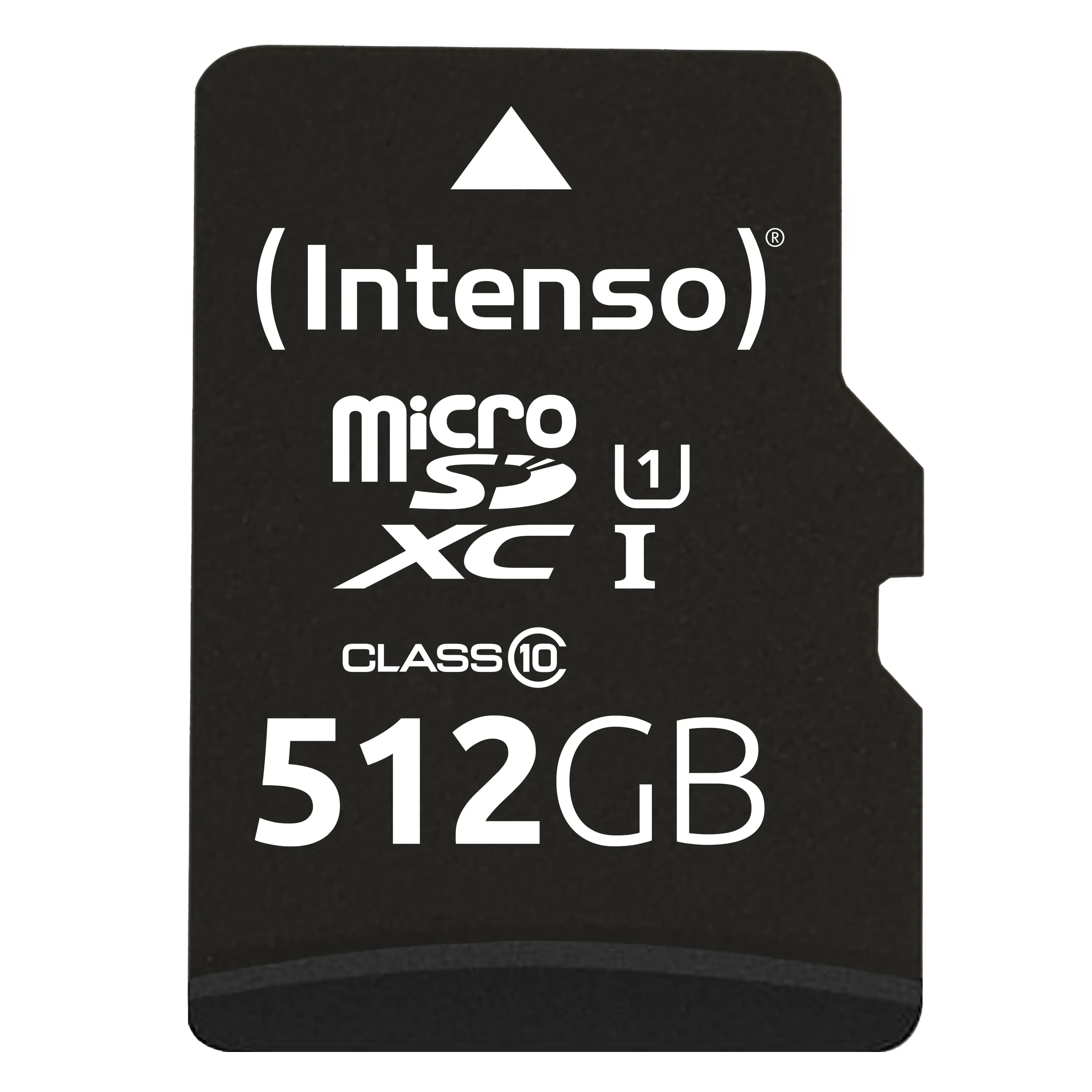 Intenso Performance 512 Gt MicroSDXC UHS-I U1 V30 -muistikortti + SD-adapteri, musta