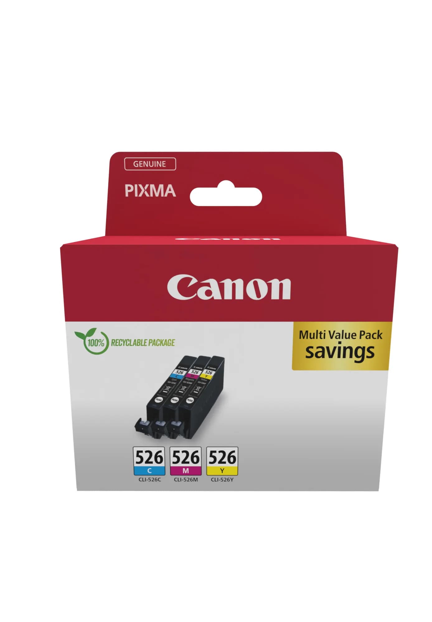 Canon CLI-526-mustekasettipakkaus, 9 ml, syaani, magenta, keltainen, 3 kpl