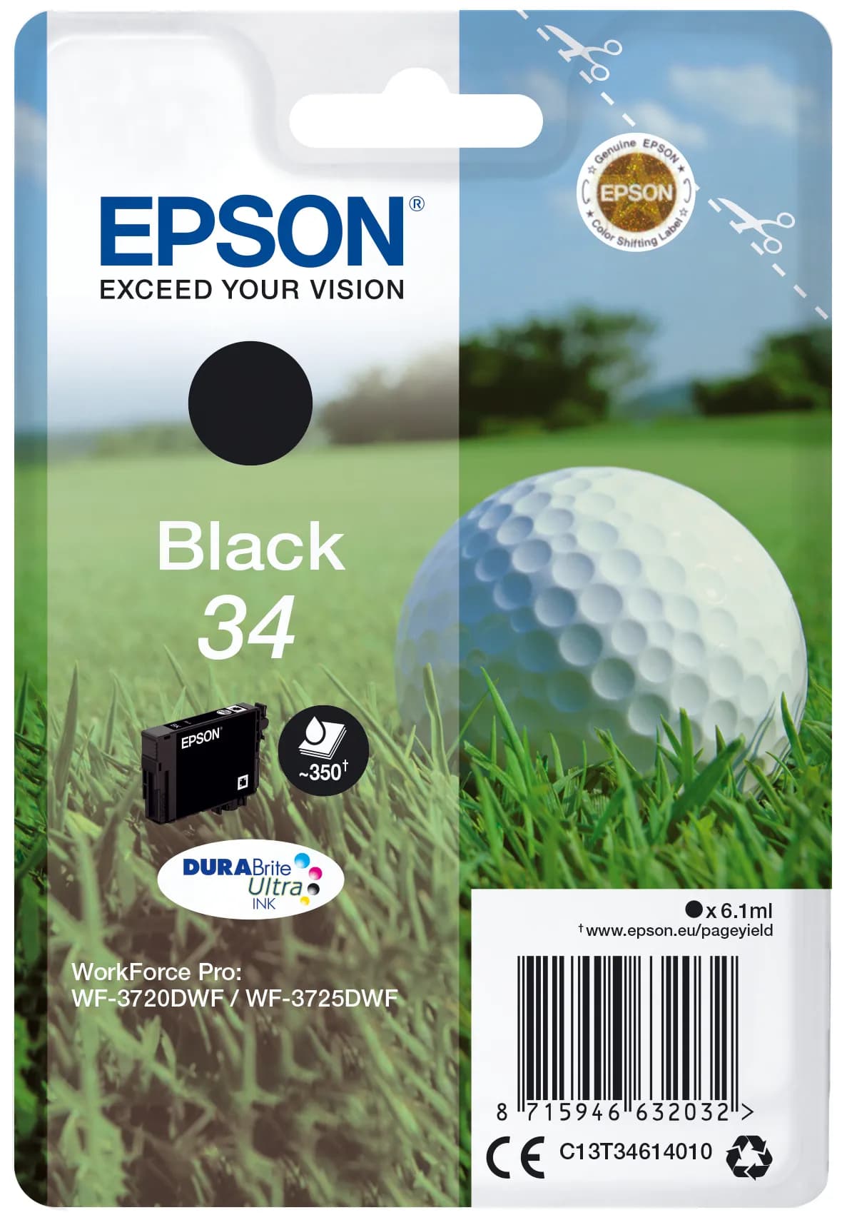 Epson C13T34614020 -mustekasetti, 6.1 ml, musta