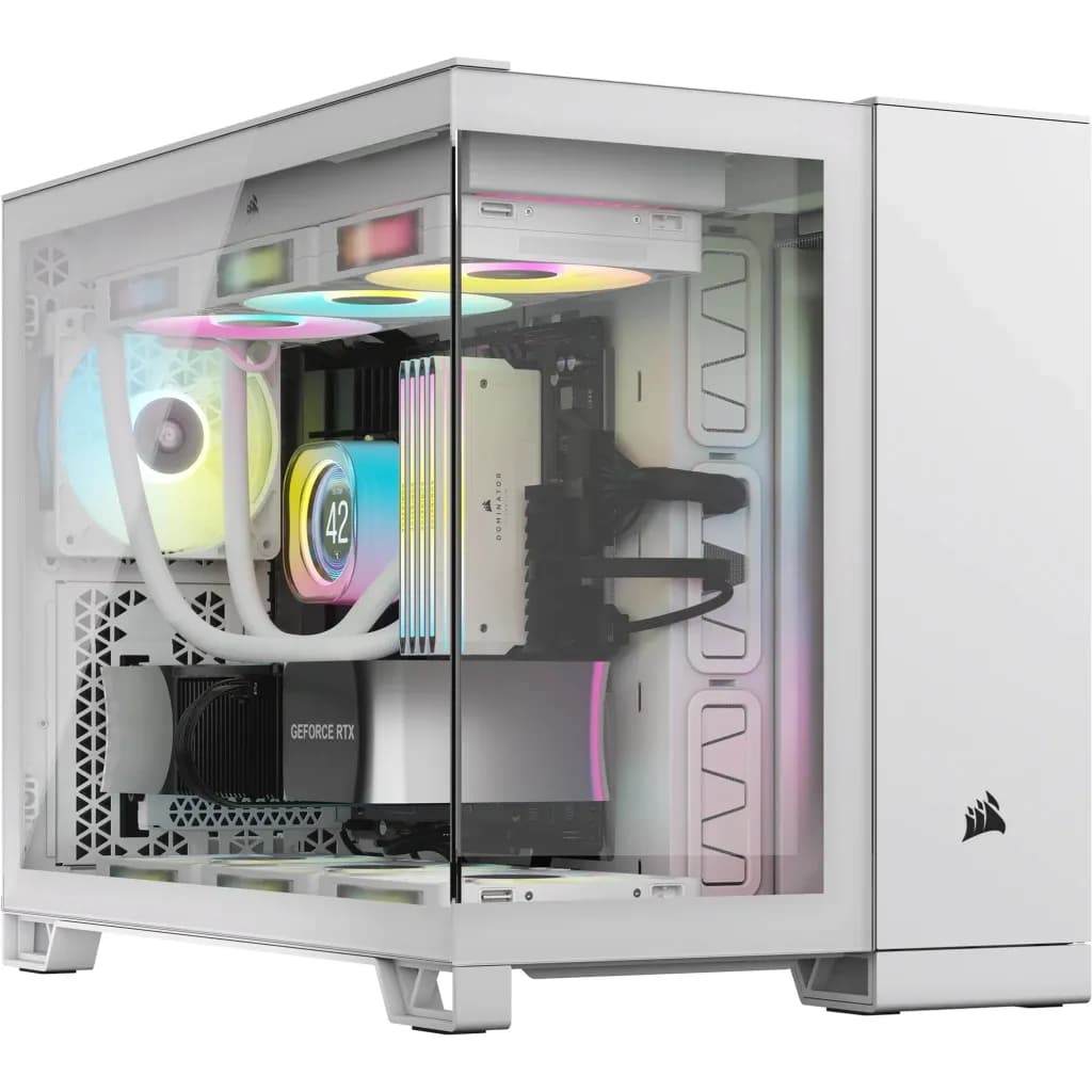 CORSAIR iCUE LINK 2500X -micro-ATX-kotelo ikkunalla ja RGB-valaistuksella, valkoinen