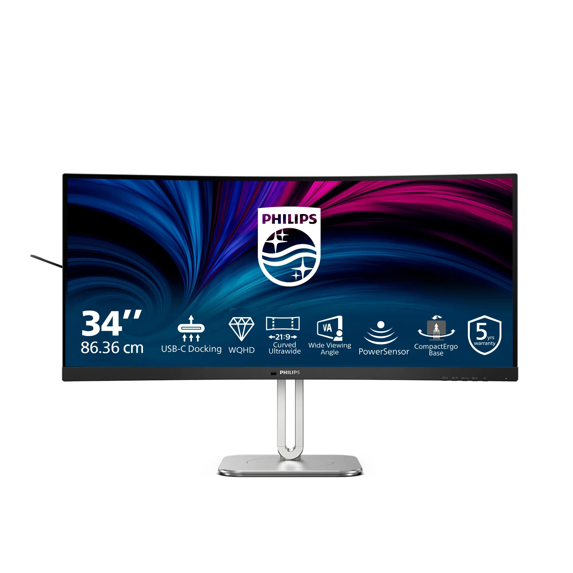 Philips 34B2U5600C 34"" UWQHD, VA -kaareva näyttö, USB-C hub