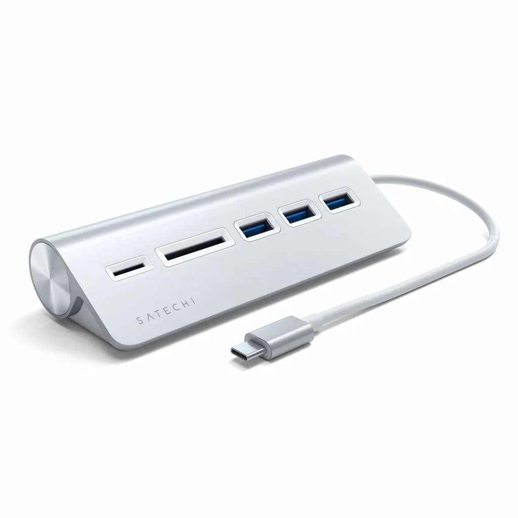 Satechi USB-C Aluminum USB Hub & Card Reader, hopea