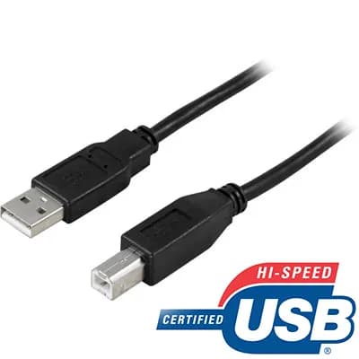 Deltaco USB-A – USB-B -kaapeli, 3 m, musta