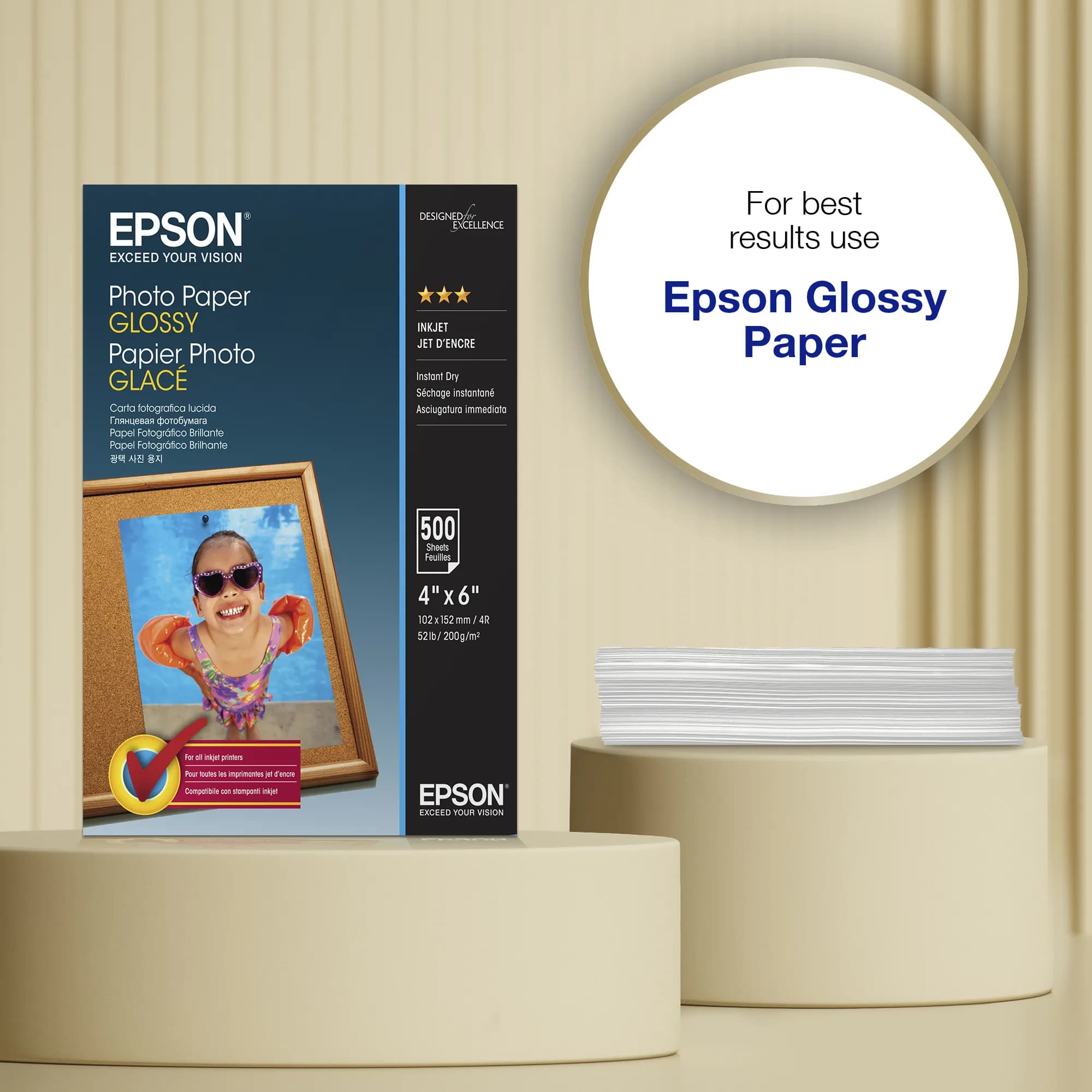 Epson - Glossy - 102 x 152 mm - 200 g/m² - 500 arkki (arkit) valokuvapaperi malleihin Expression Home XP-245, 342, 345, 442, 445, Expression Premium X
