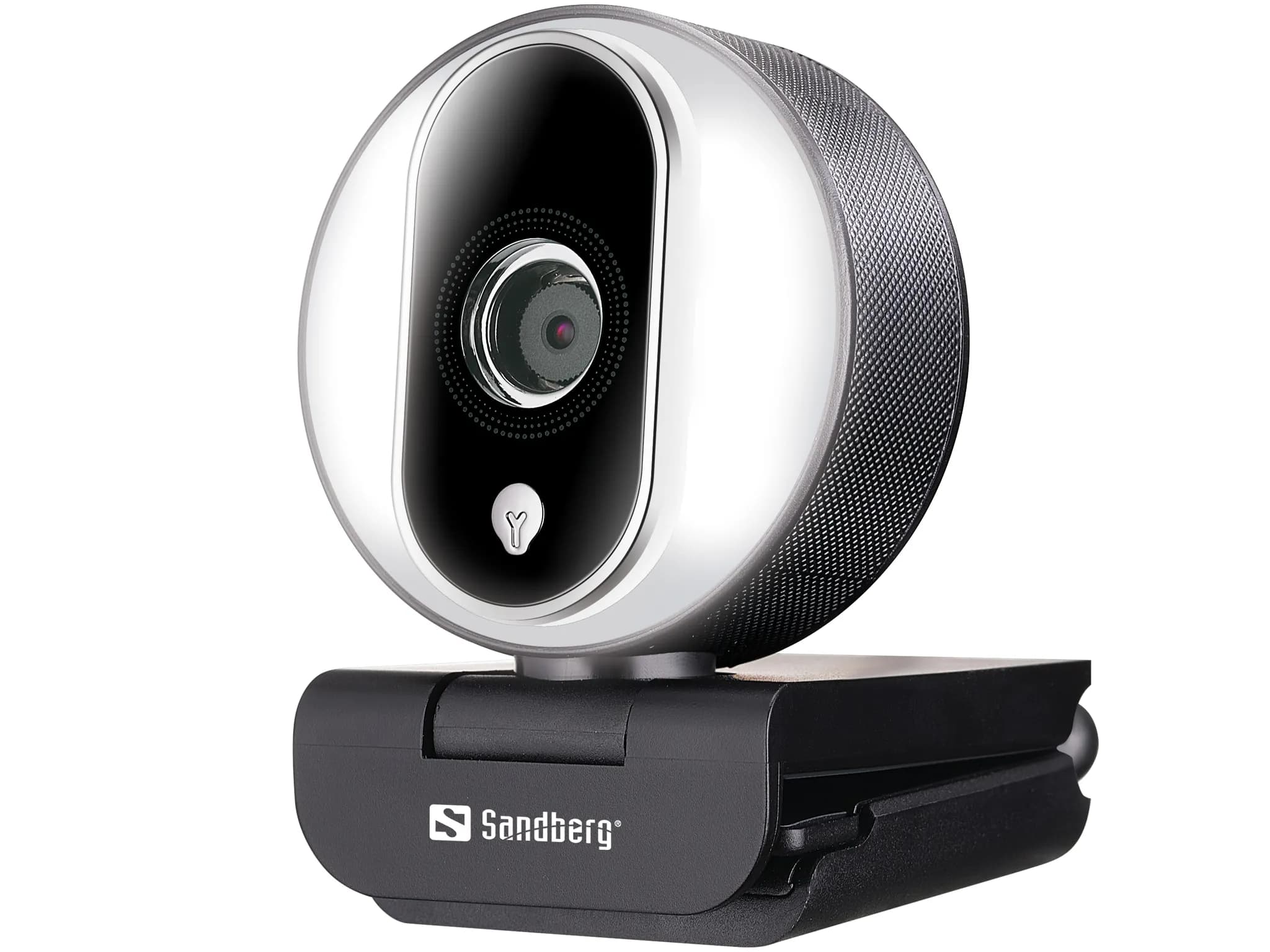 Sandberg Streamer USB Webcam Pro Full HD 1080p, automaattitarkennus -webkamera + rengasvalo, musta, hopea