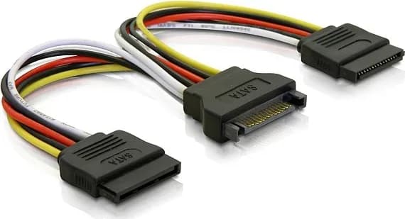 Y-virta-adapteri 15-pin SATA-virtaan 2x kiintolevylle, 10 cm