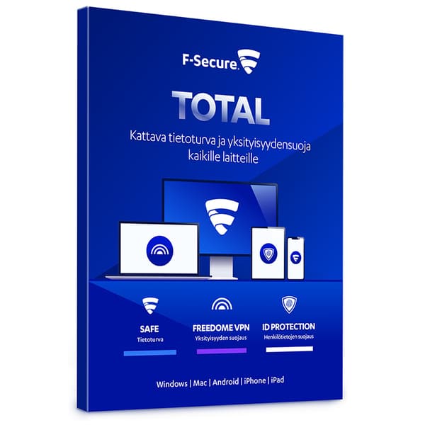 F-Secure TOTAL 12 kk / 7 laitetta -tietoturvaohjelmisto, ESD - sähköinen lisenssi