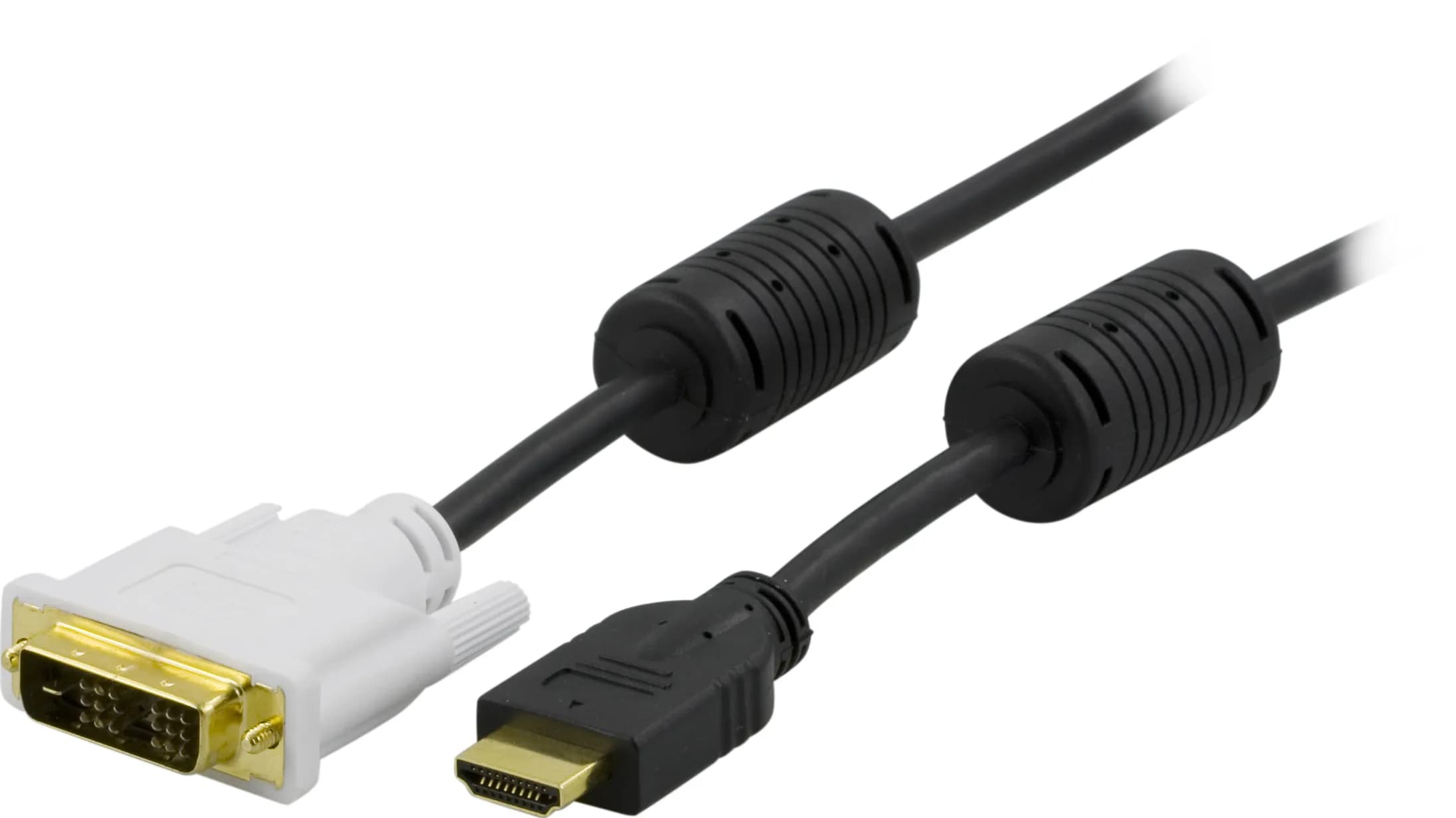 Deltaco HDMI – DVI-D Single Link -kaapeli, 0,5 m, mustavalkoinen