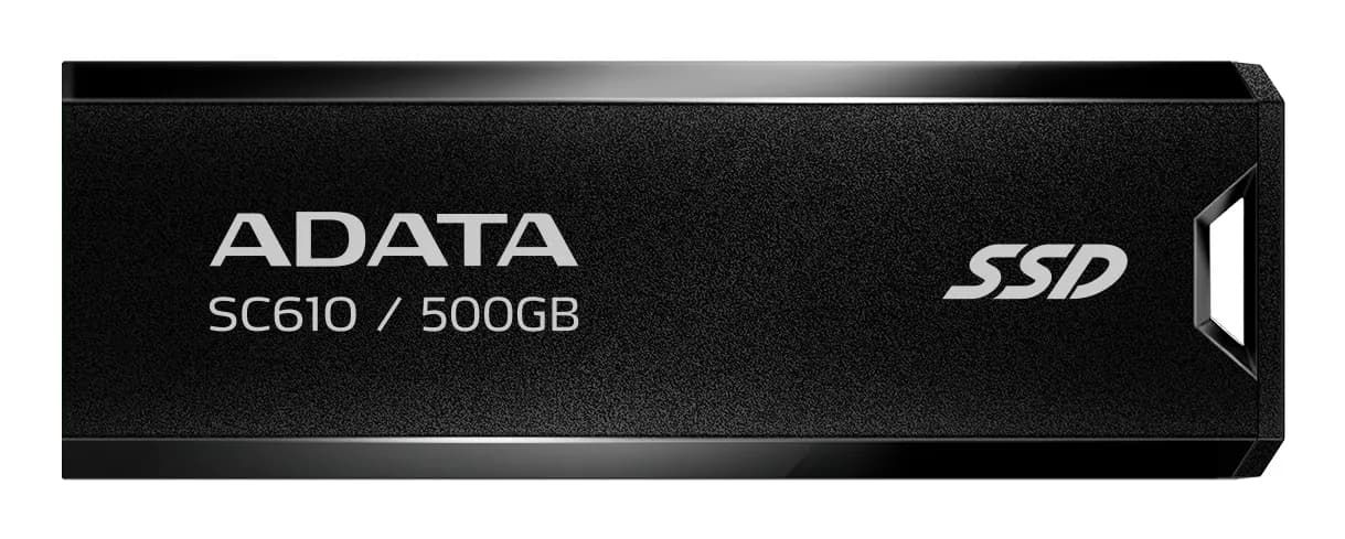 A-DATA SC610 500 Gt USB 3.2 Gen 2 (USB-A) -ulkoinen SSD, kannettava, pelikäyttöön, musta