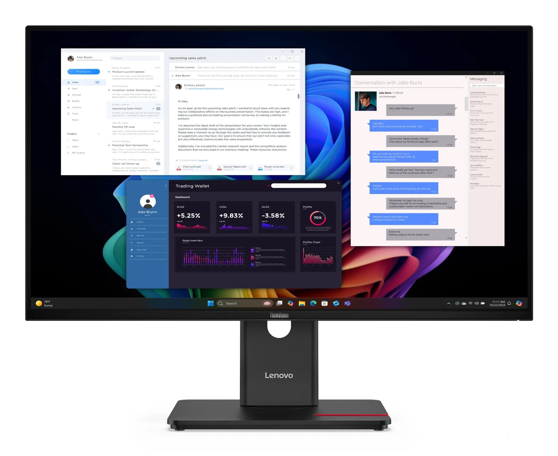 Lenovo ThinkVision T27UD-40 27"" 4K UHD, IPS -näyttö, USB-C hub