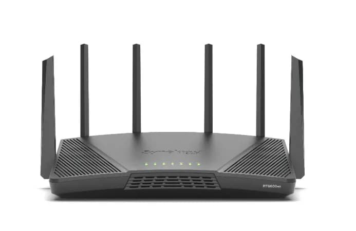 Synology RT6600ax -reititin, Wi-Fi 6, AX6600, Tri-band, 2,5G WAN -portilla, musta