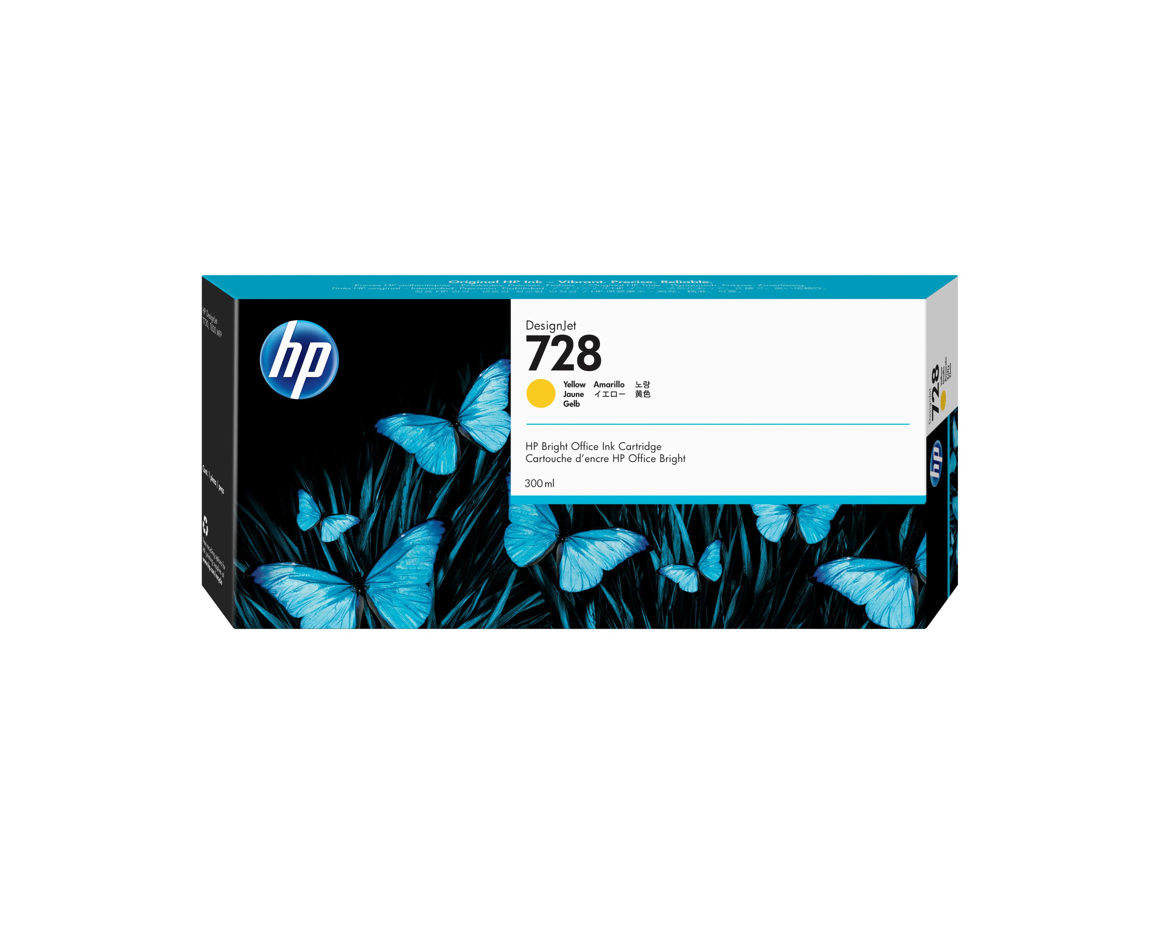 HP 728-mustekasetti, 300 ml, keltainen