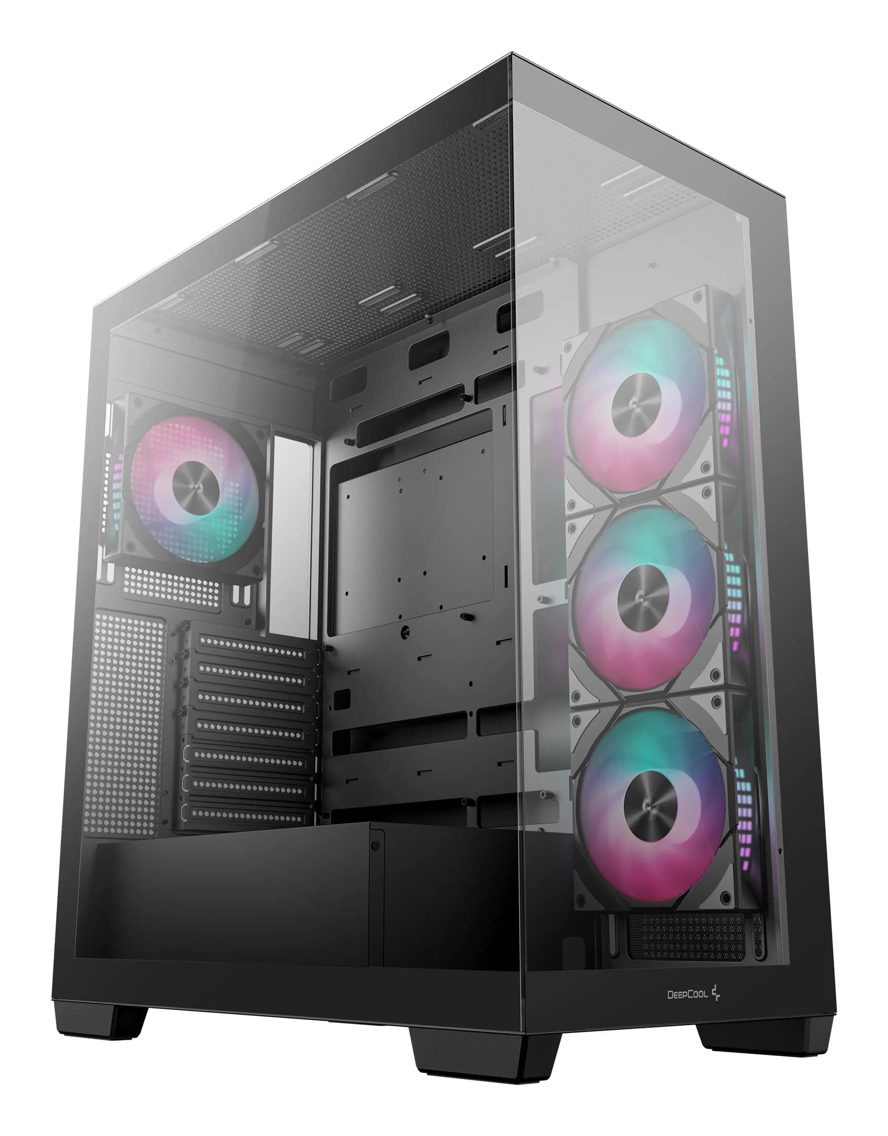 DeepCool CG580 4F -miditornikotelo ikkunalla ja RGB-valaistuksella, musta