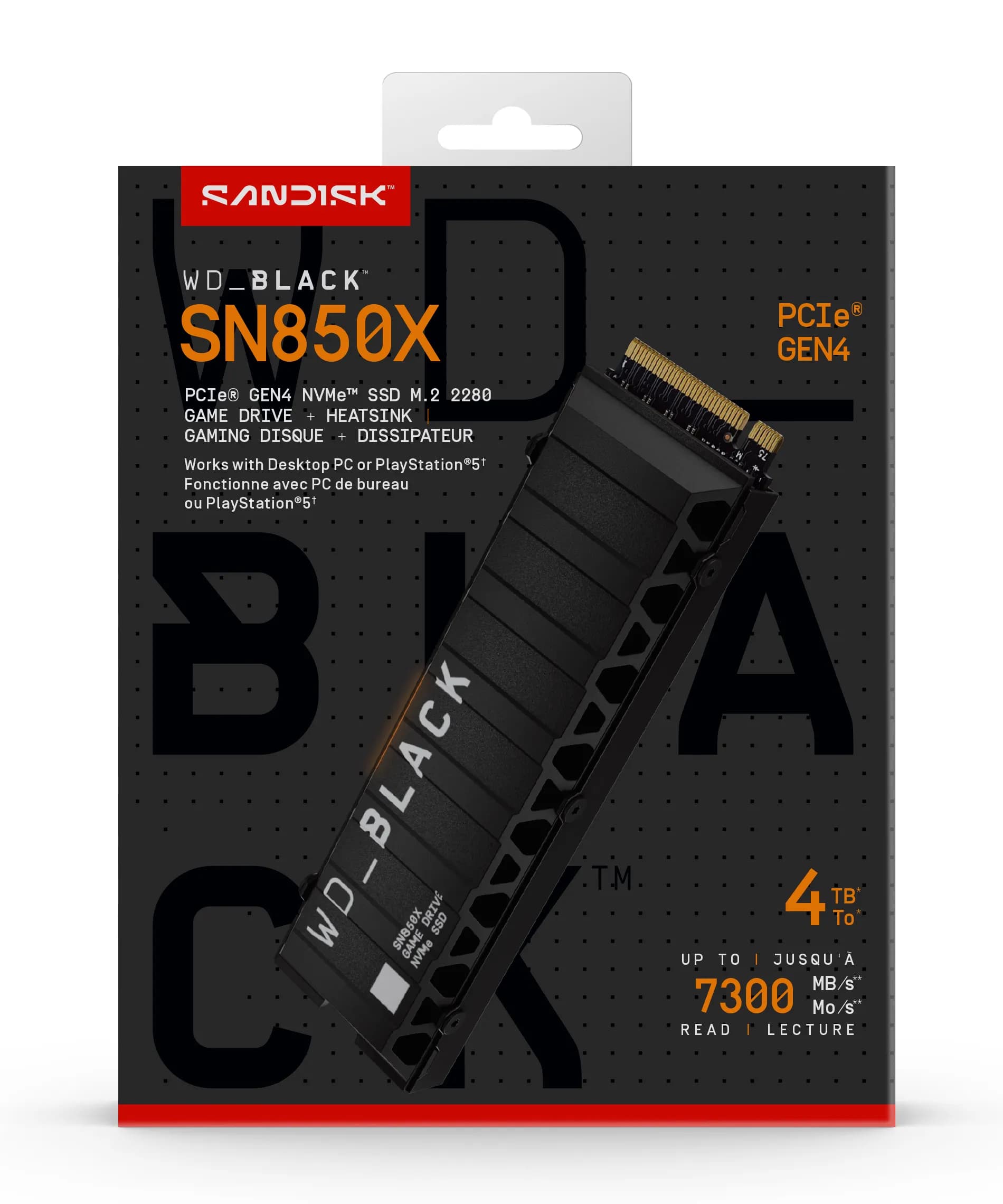 WD Black SN850X Heatsink 4 Tt M.2 PCIe 4.0 NVMe -SSD-levy