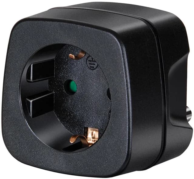 Brennenstuhl reseadapter, EU till Indien, jordad, petskydd, svart
