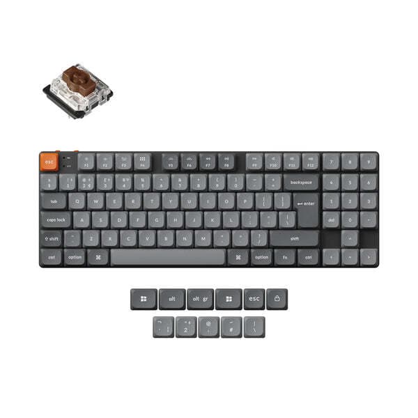 Keychron K13 MAX Tri-Mode HotSwap -langaton mekaaninen ergonominen näppäimistö, Gateron Low Profile Brown, ruskea