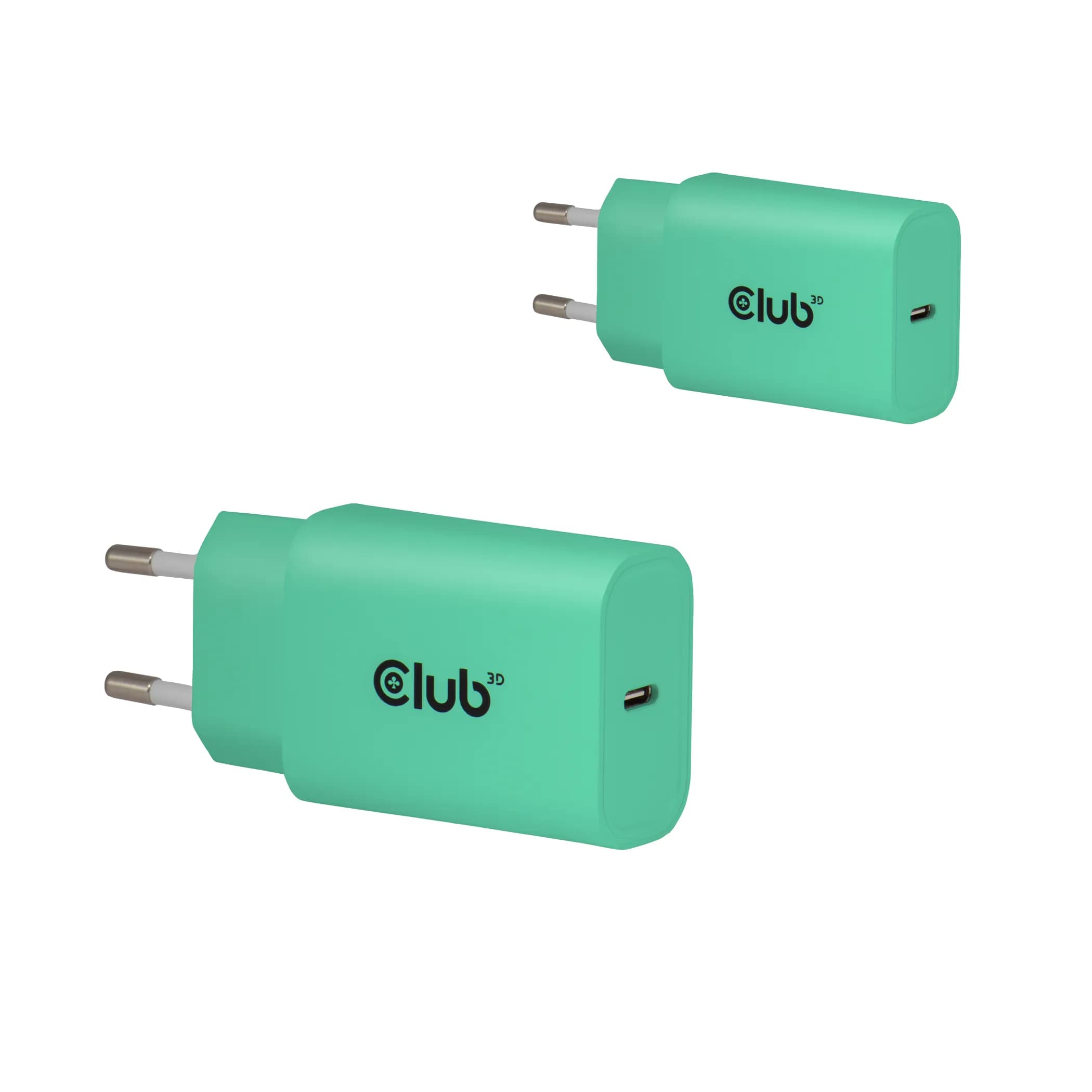 CLUB 3D 2-Pack USB-C Charger 30Watt Green