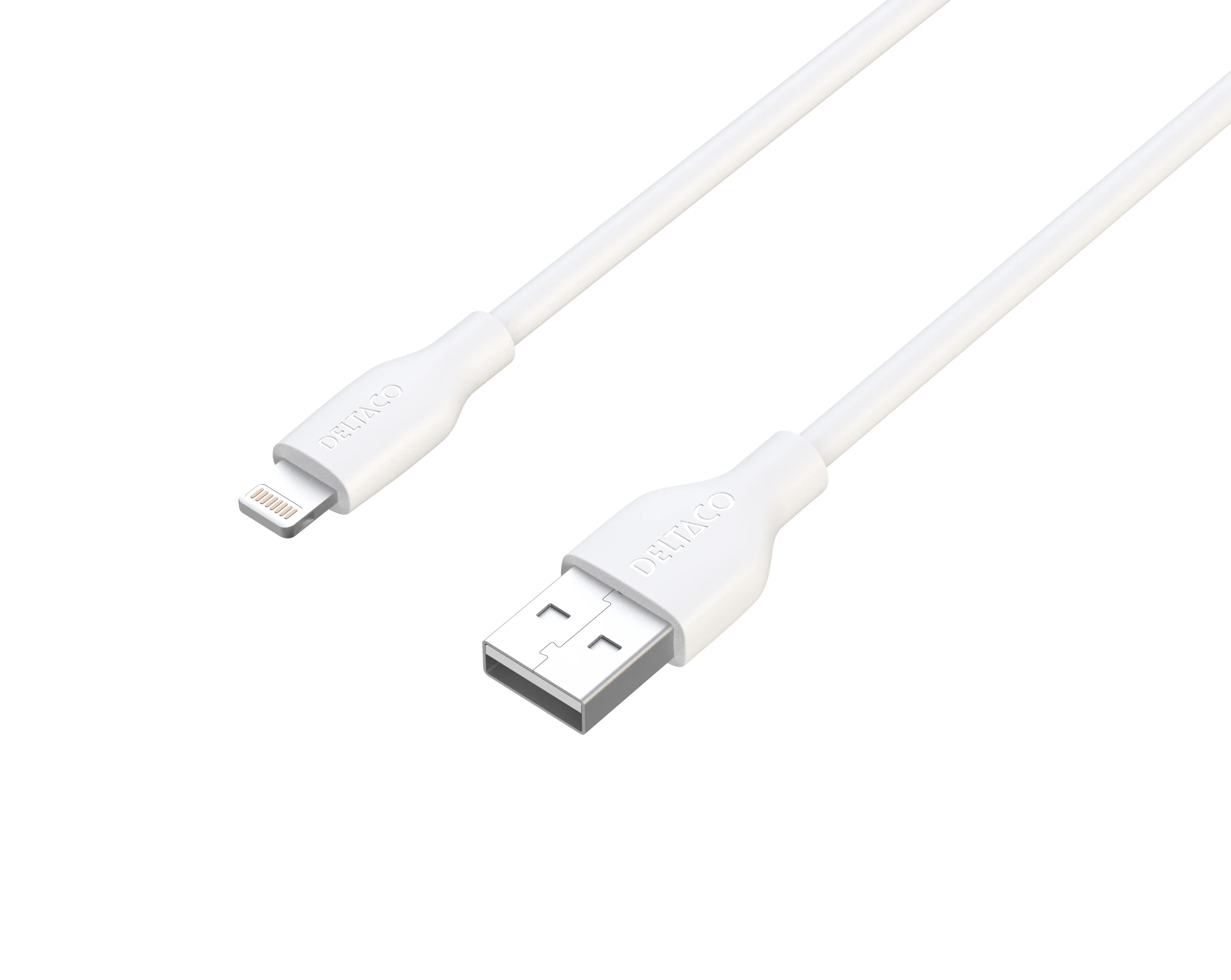 Deltaco IPLH-402-1 USB-A – Lightning -kaapeli, 2 m, valkoinen