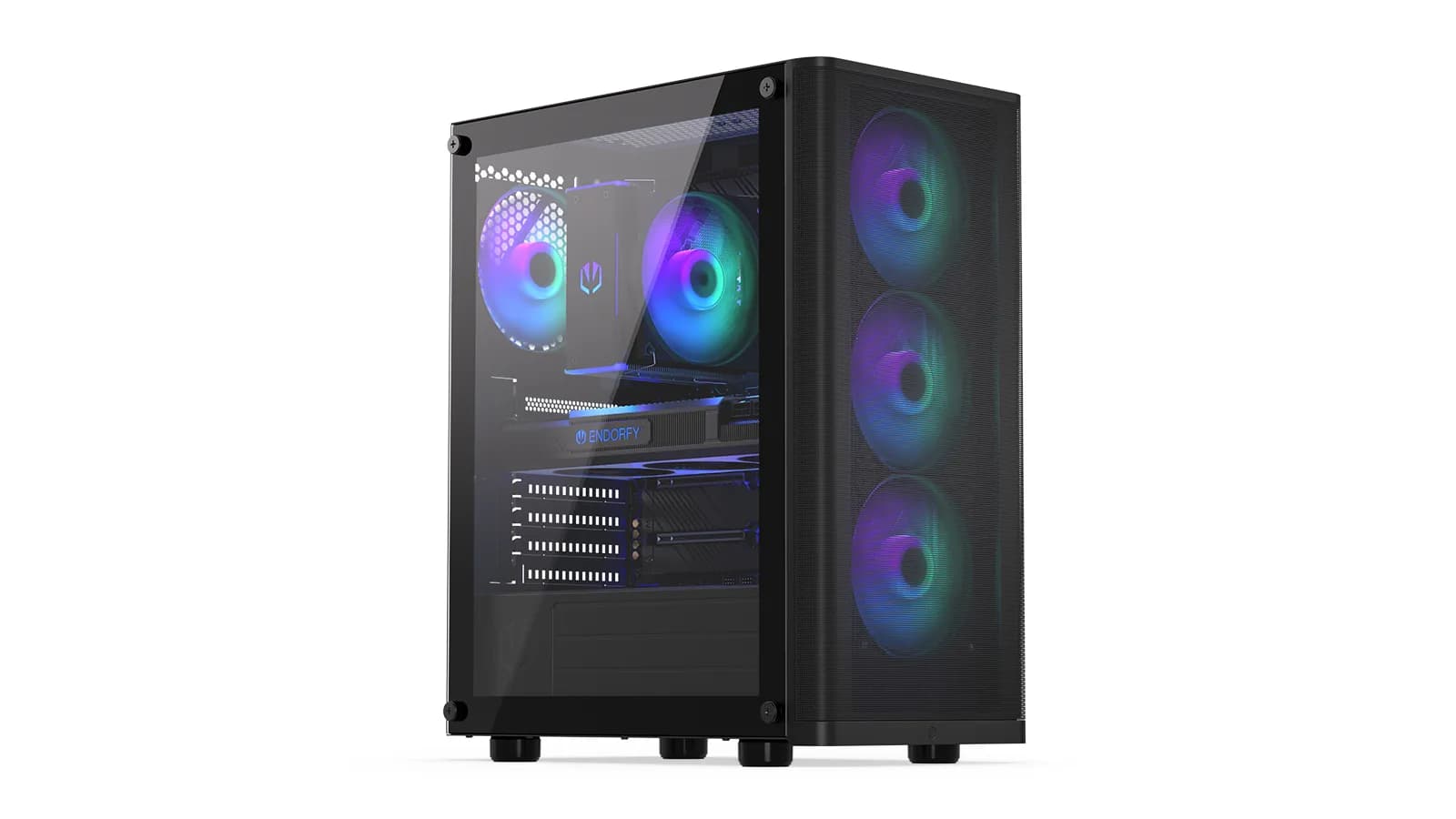 ENDORFY Ventum 200 ARGB-täystornikotelo ikkunalla ja RGB-valaistuksella, musta