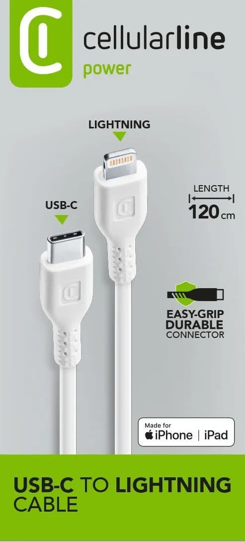USB-C – Lightning -kaapeli, 1,2 m, valkoinen