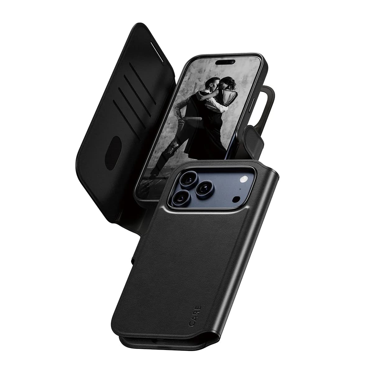 PanzerGlass CARE Tango MagSafe, iPhone 17 Pro Max - 2-in-1 lompakkokotelo, musta