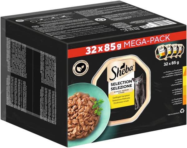 Sheba Selection in Sauce Poultry Variation, Kissan märkäruoka, Adult, 32 x 85 g