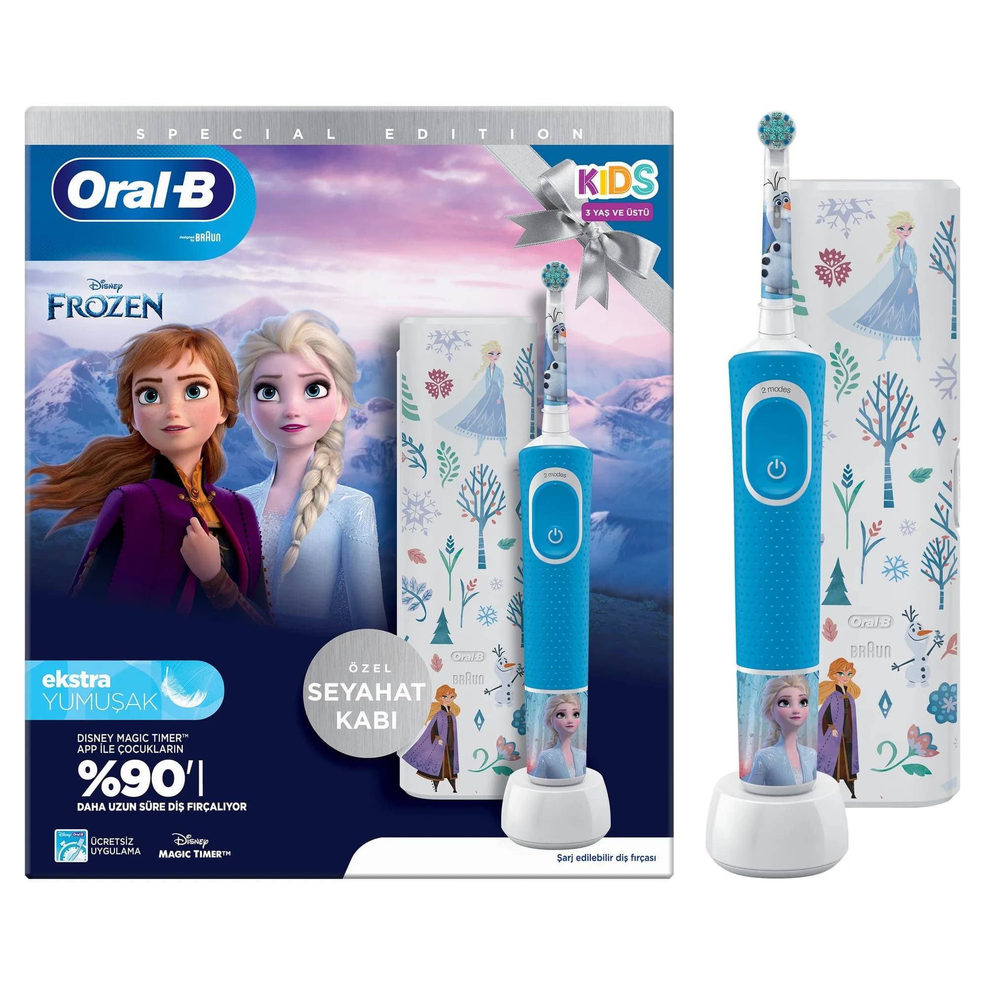 Oral-B Vitality Pro Kids Frozen -sähköhammasharja, musta/harmaa, matkakotelo