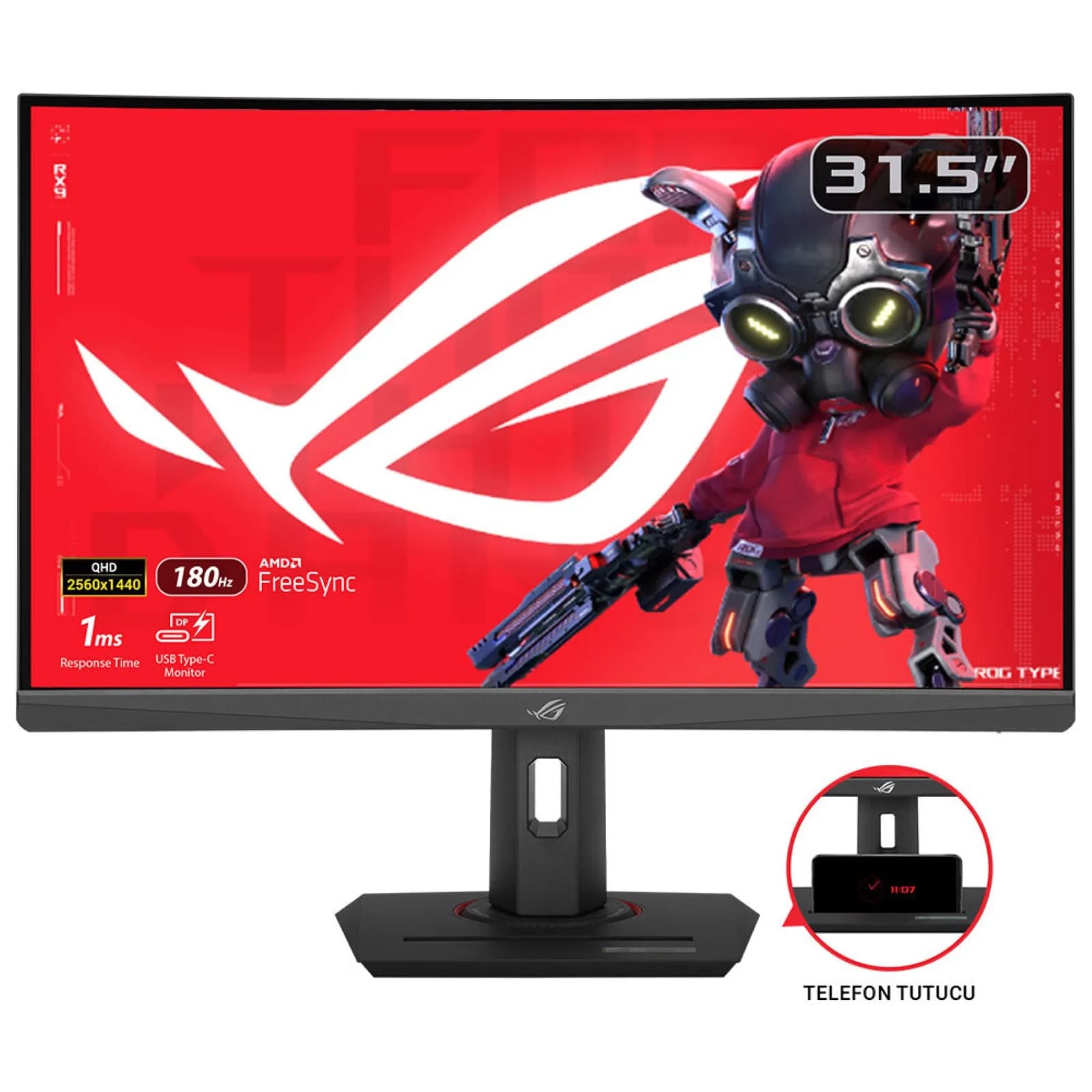 ASUS ROG Strix XG32WCS 31.5"" Quad HD, Fast VA -kaareva pelinäyttö, USB-C hub