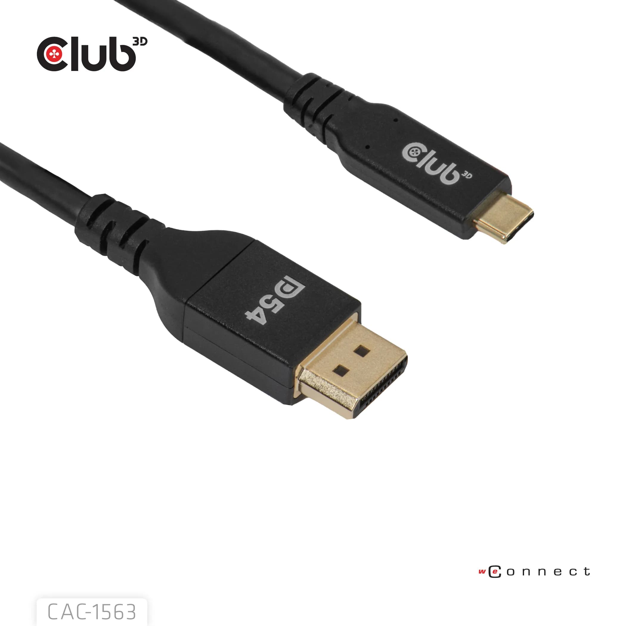 Club 3D CAC-1563 USB-C – DisplayPort 2.1 -kaapeli, 2 m, musta
