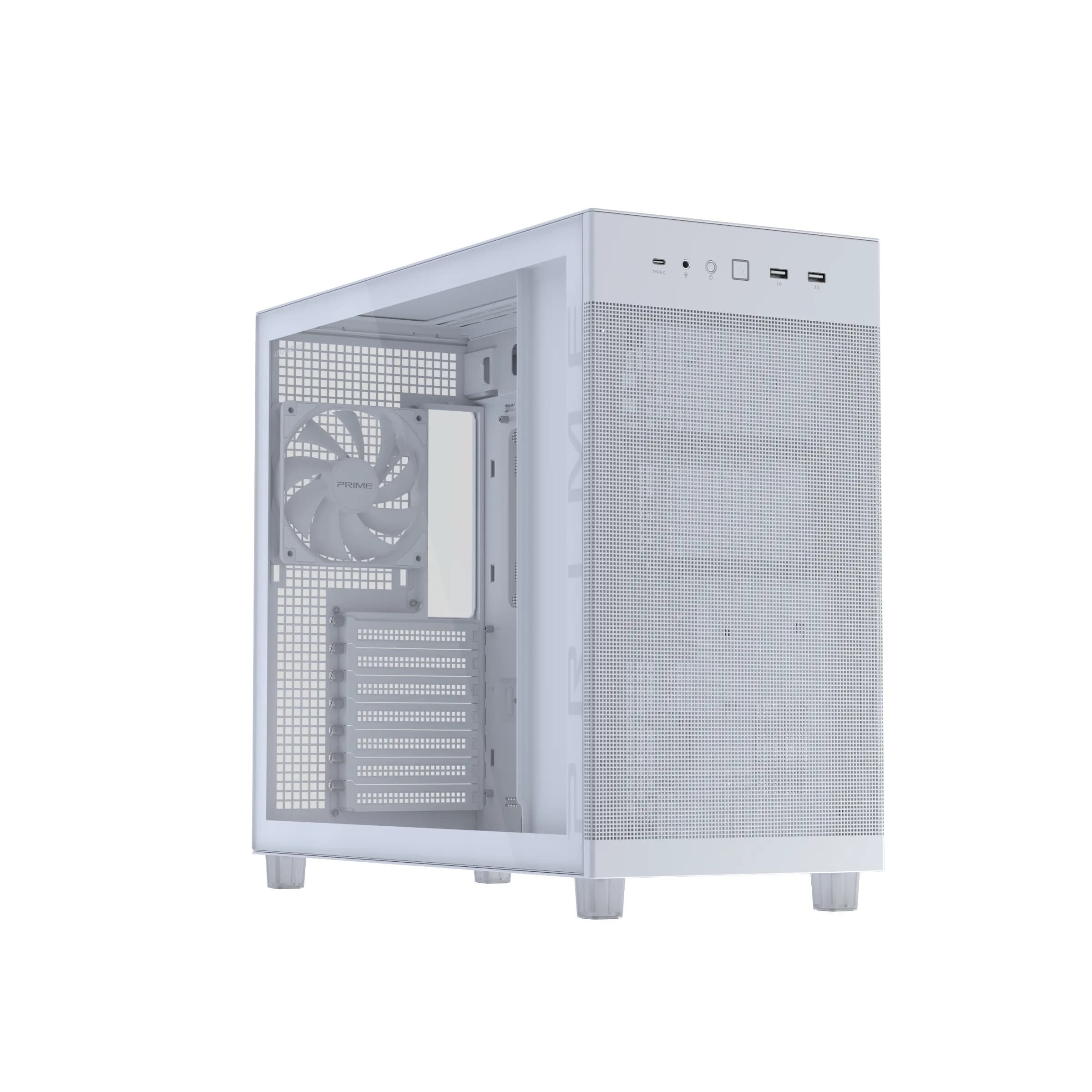 Asus PRIME AP303 TG -miditornikotelo ikkunalla, valkoinen