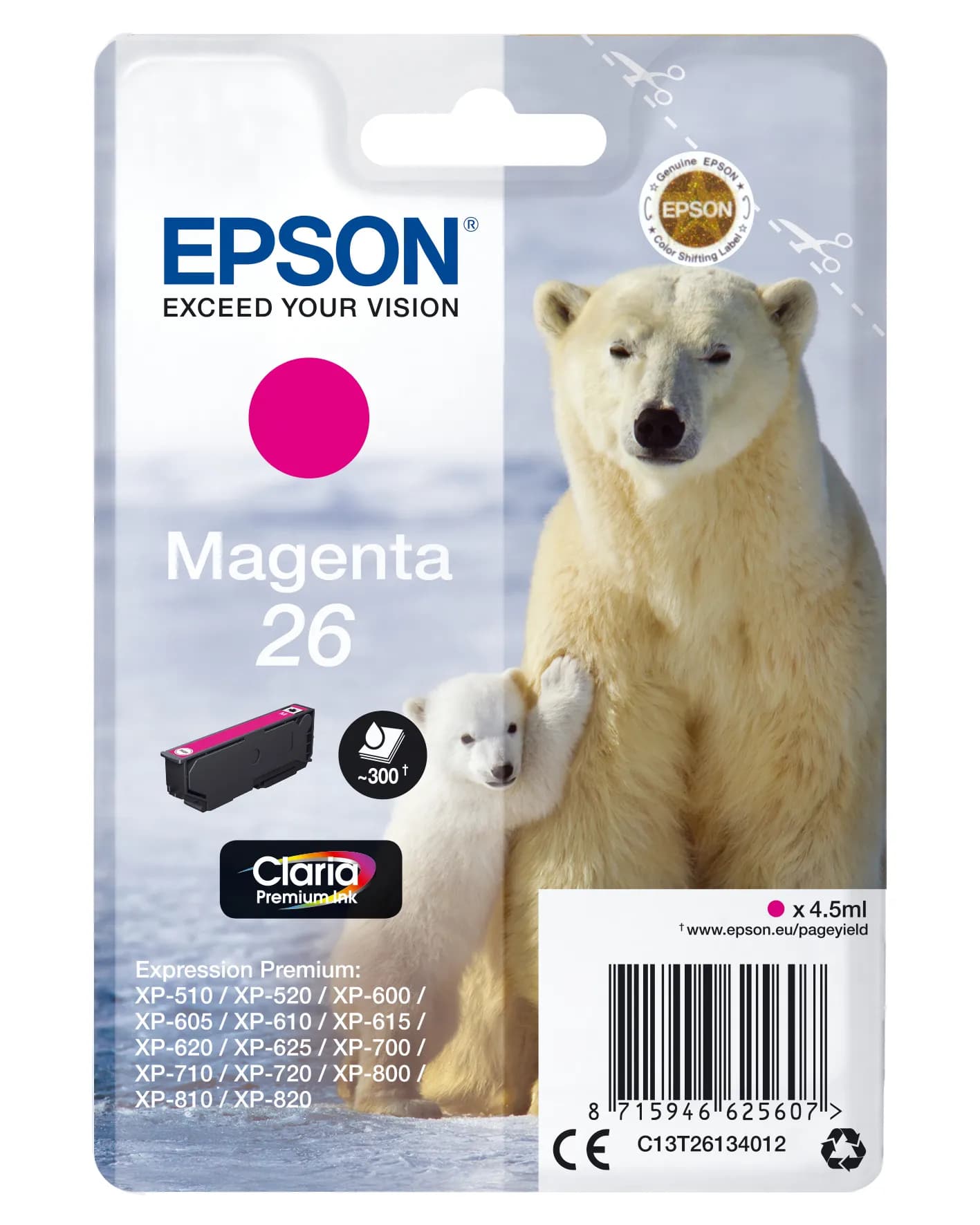 Epson 26 -mustekasetti, 4.5 ml, magenta
