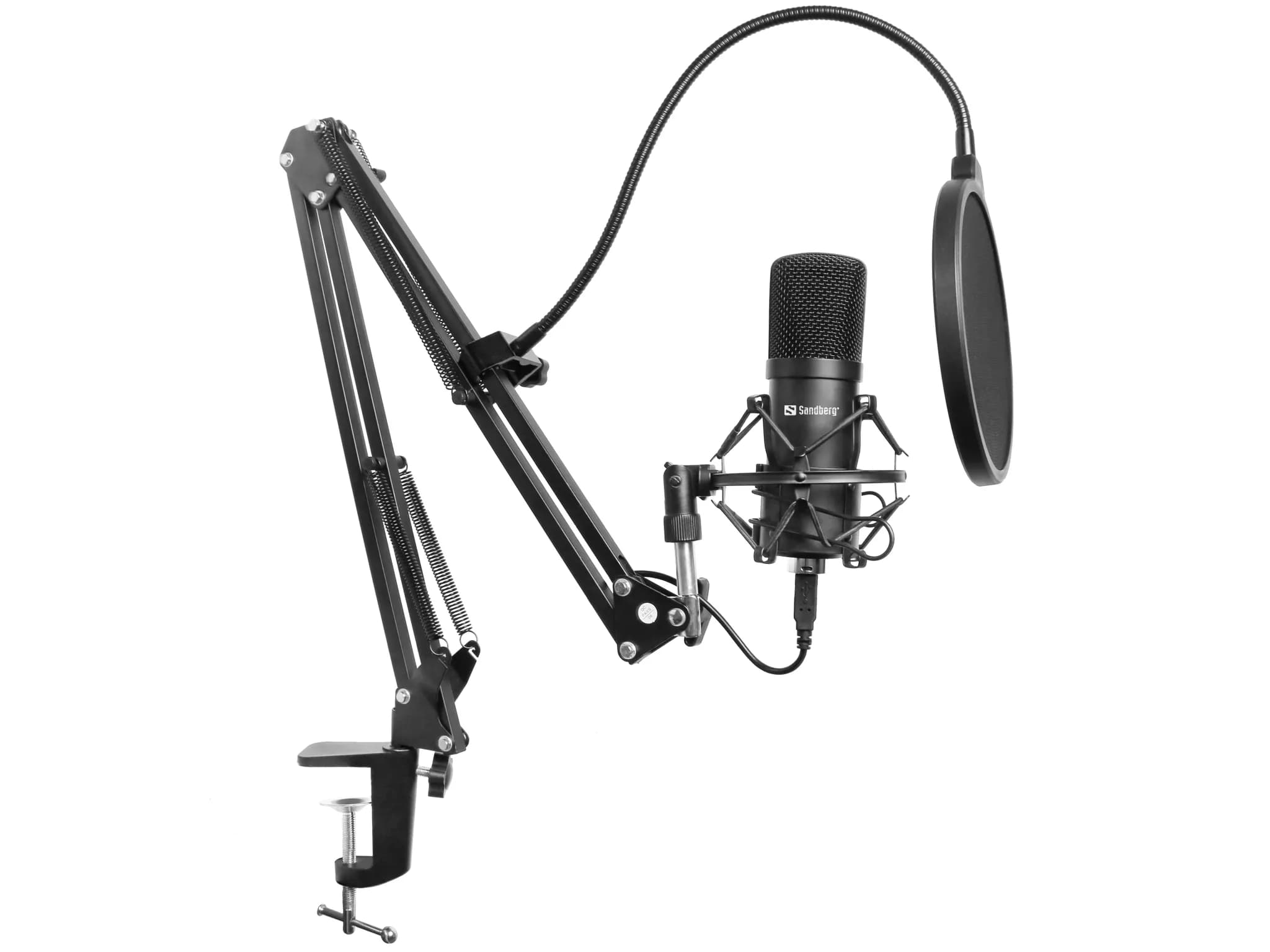 Sandberg Streamer, USB, kondensaattori -mikrofoni, musta