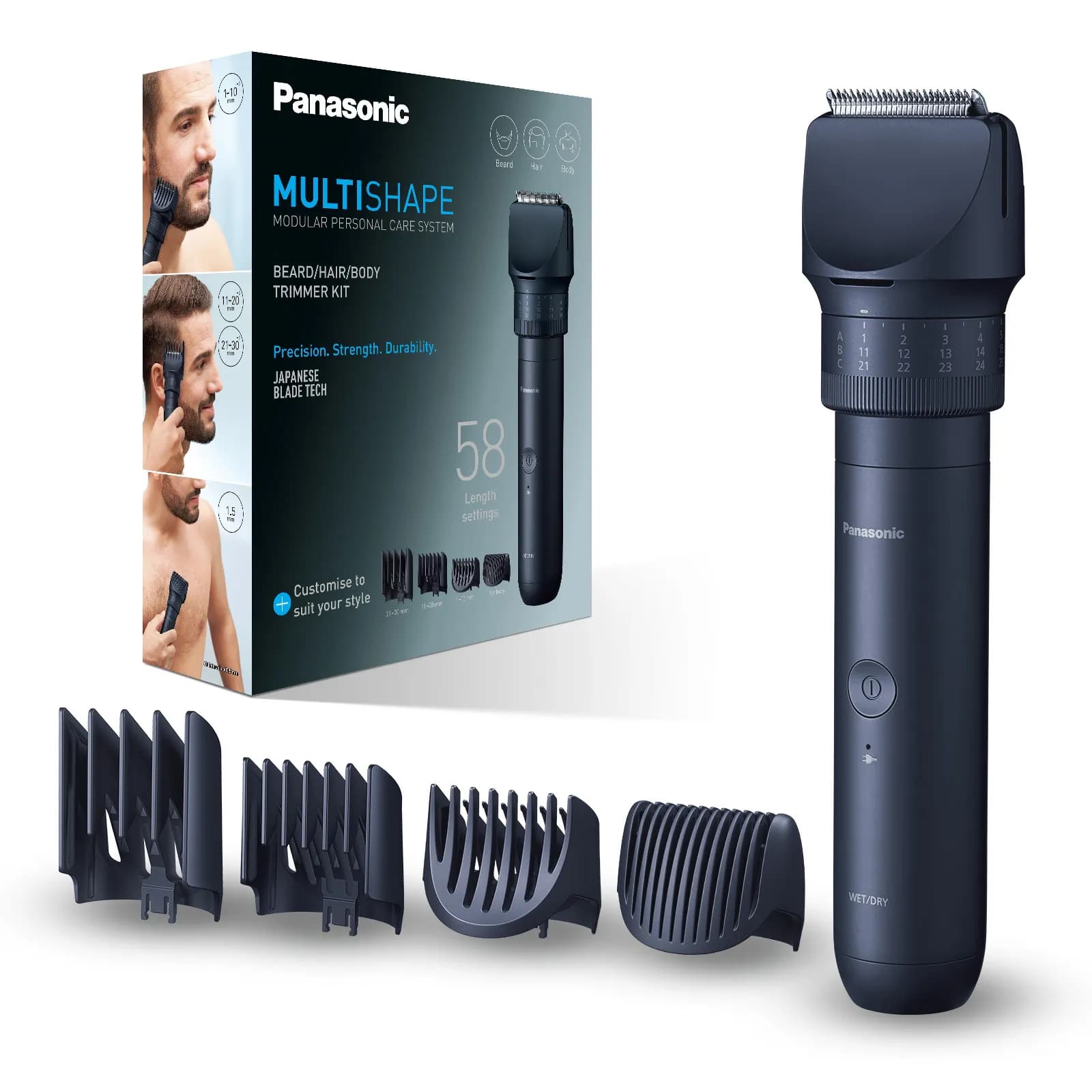 Panasonic MULTISHAPE ER-CKN2-A301 -parta-, hius- ja vartalotrimmeri, sininen
