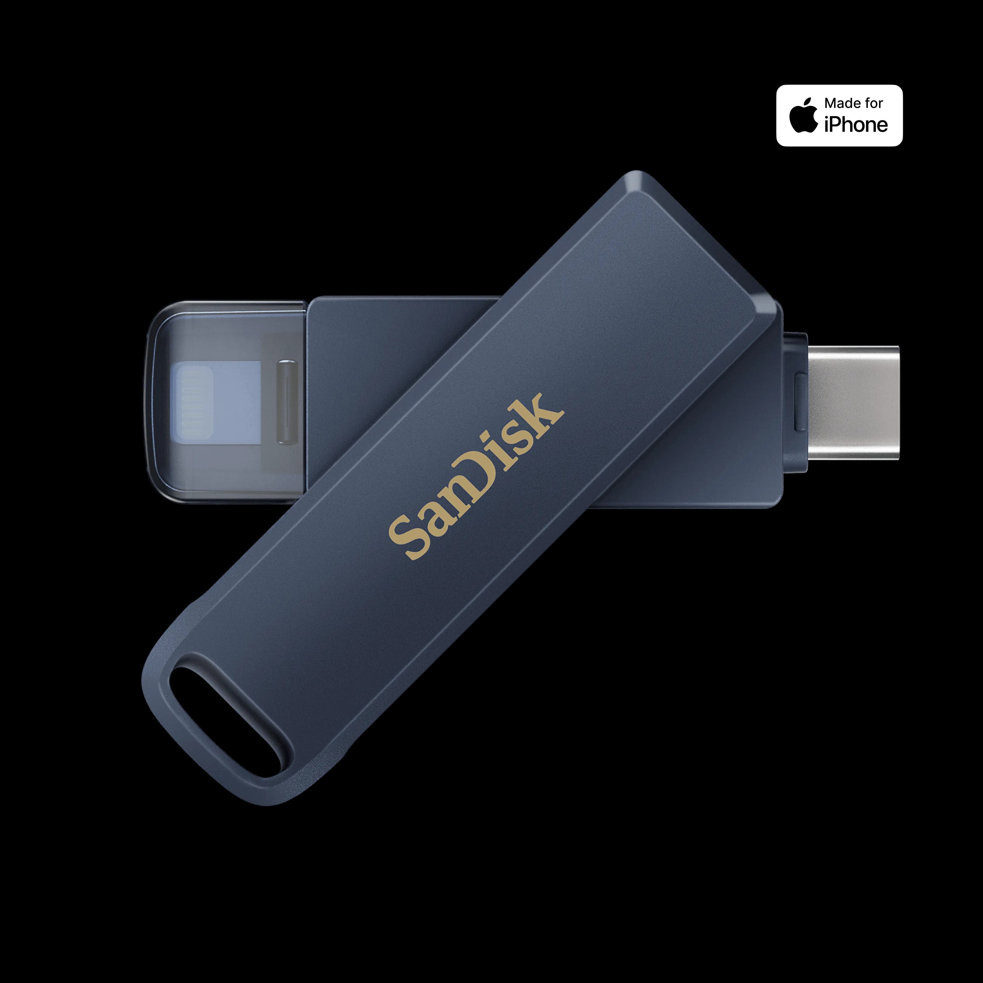 SanDisk iXpand Phone Drive USB Type-C & Lightning USB 3.2 Gen 1 256 Gt -muistitikku, Metallic Sky