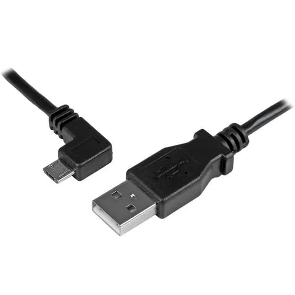 StarTech USB-A – Micro USB -kaapeli, vasen kulma, 1 m, musta