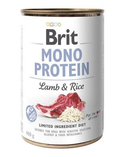 Brit Mono Protein Lamb & Rice, Koiran märkäruoka, Adult, Sensitive, 400 g