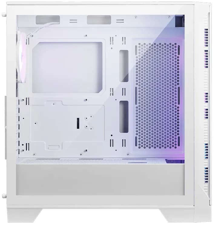 MSI MAG FORGE 320R AIRFLOW -miditornikotelo ikkunalla ja RGB-valaistuksella, valkoinen