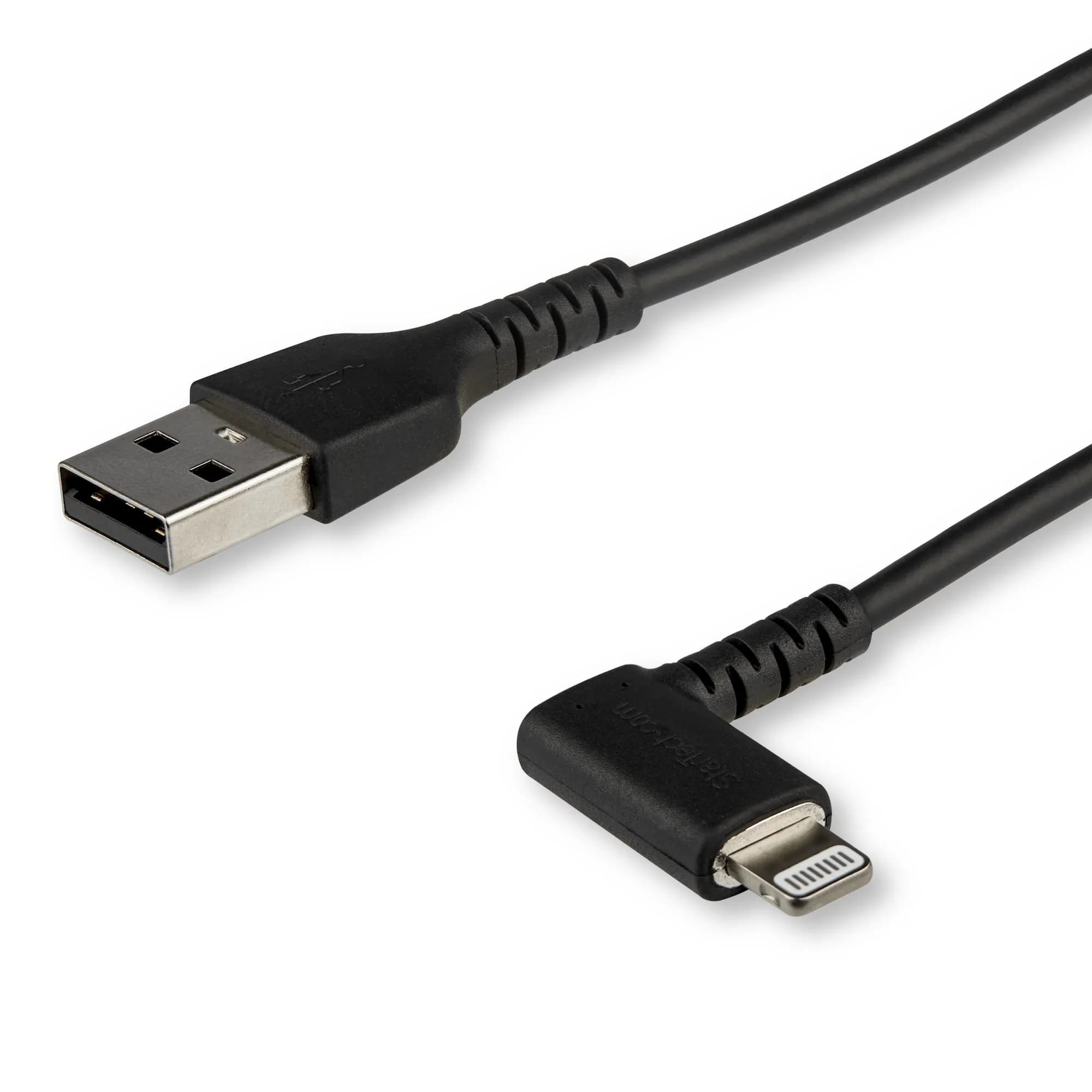 StarTech USB-A – Lightning -kaapeli, kulma, 2 m, musta