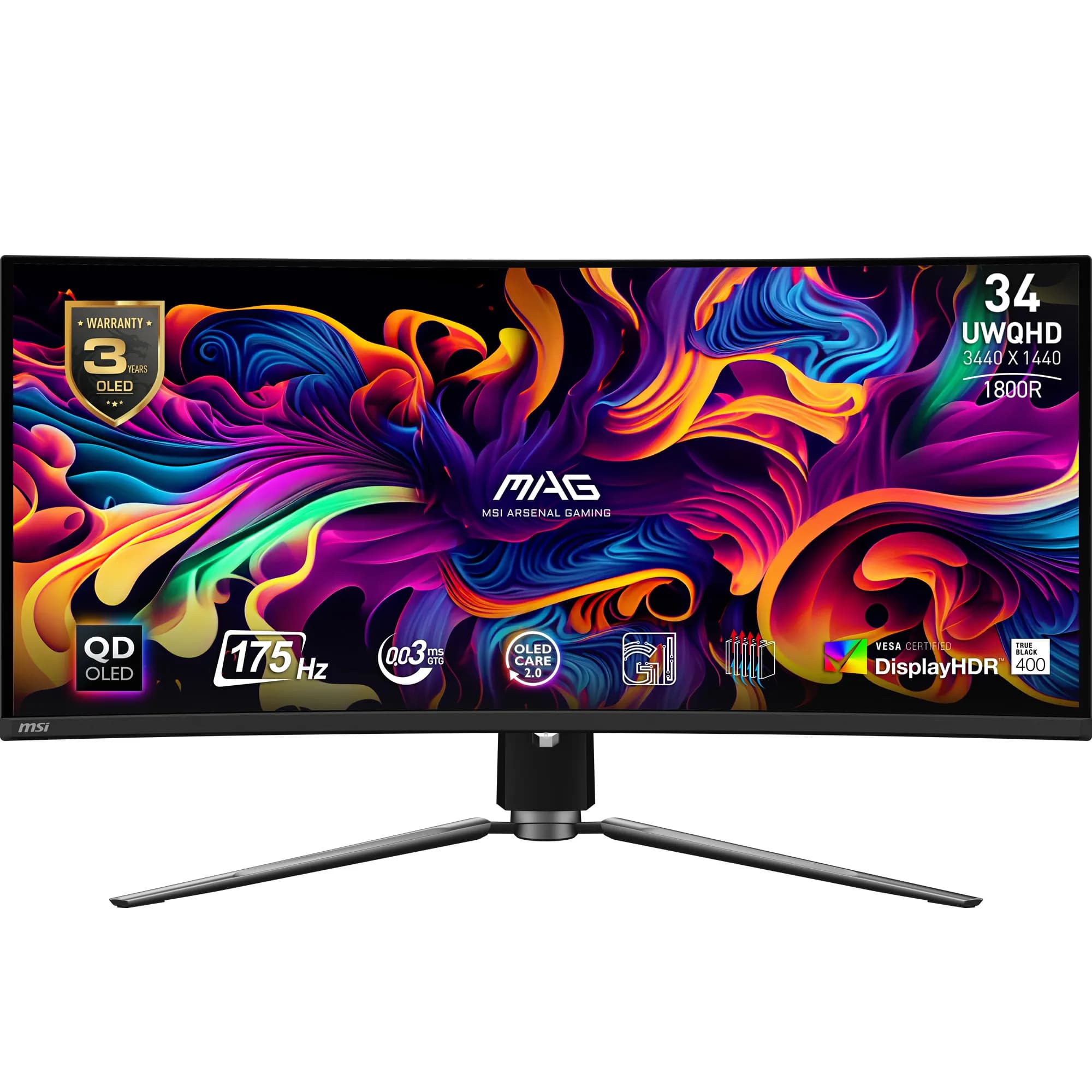 MSI MAG 341CQPDE 34"" UWQHD, QD-OLED -kaareva pelinäyttö
