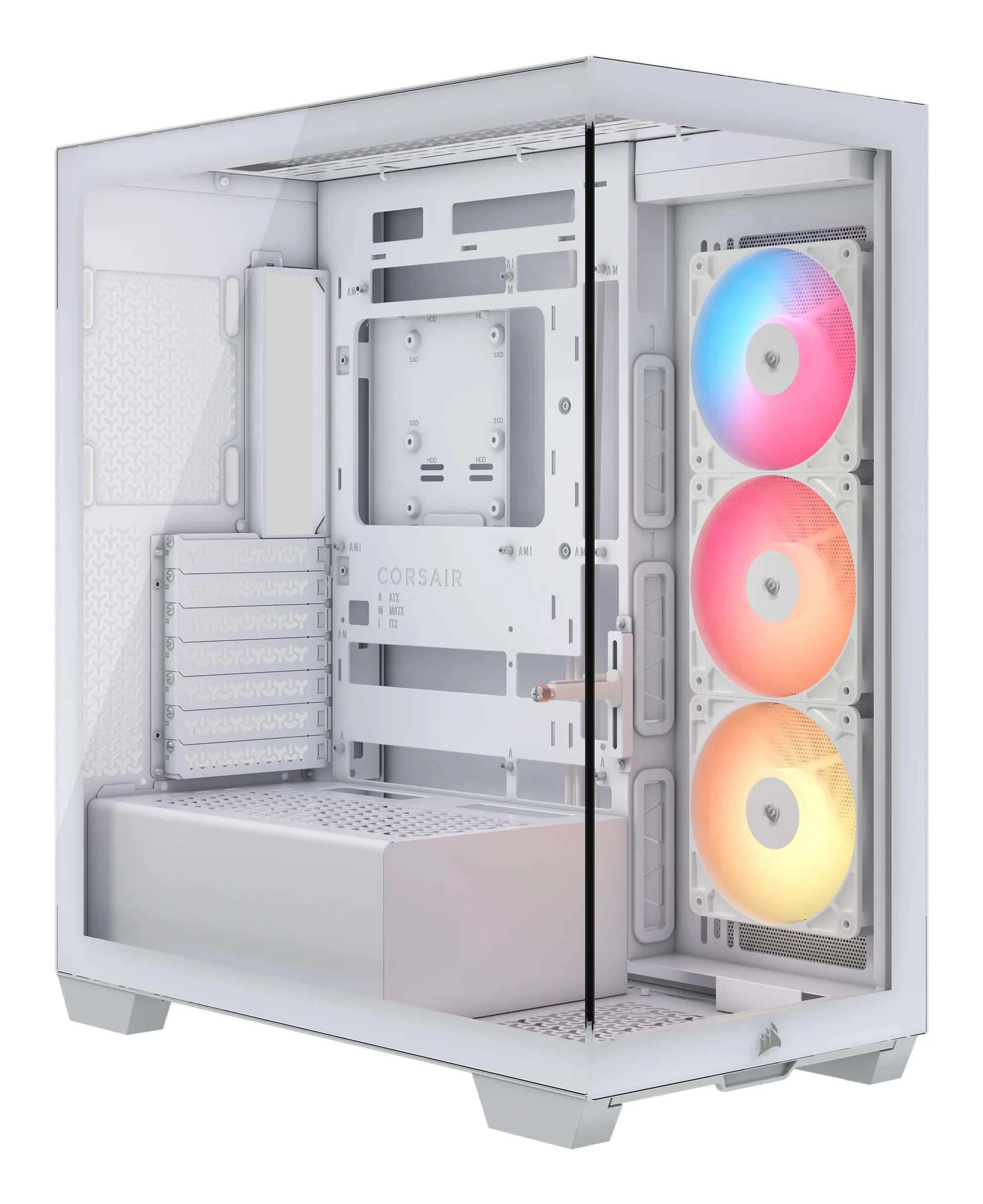 CORSAIR 3500X RS-R -miditornikotelo ikkunalla ja RGB-valaistuksella, valkoinen