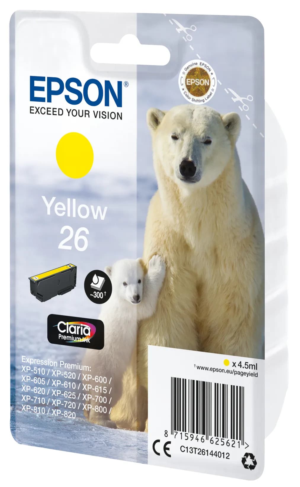Epson 26 -mustekasetti, 4.5 ml, keltainen