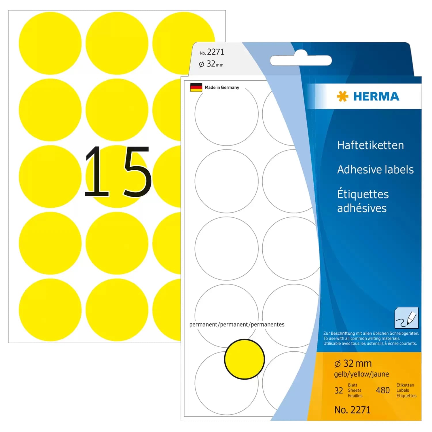 Herma label manual ø32 yellow (480)
