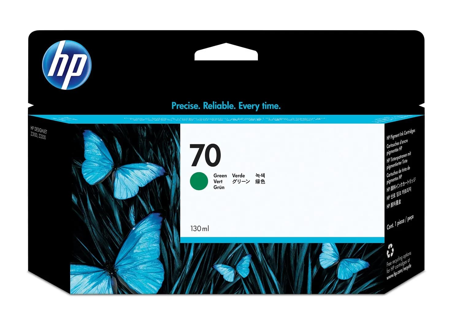 HP 70 -mustekasetti, 130 ml, vihreä